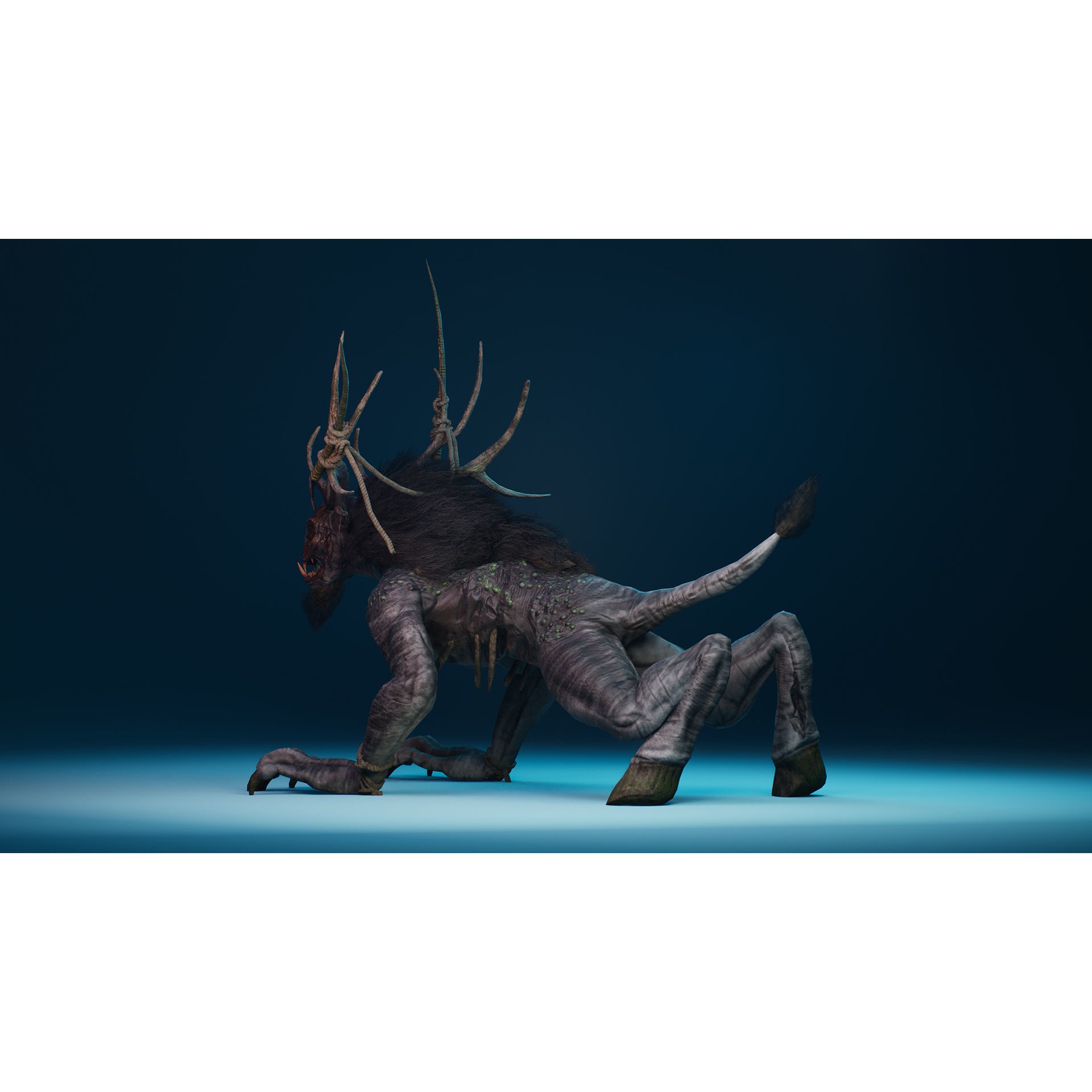 Mutant Deer 3D Model – Low Poly Character with 37 Animations, FBX - View 4