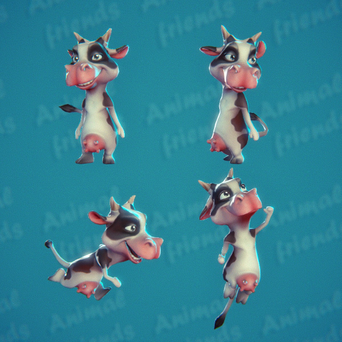 Farm Animals 3D Model – Cartoon Characters with Unique Animations, FBX - View 5
