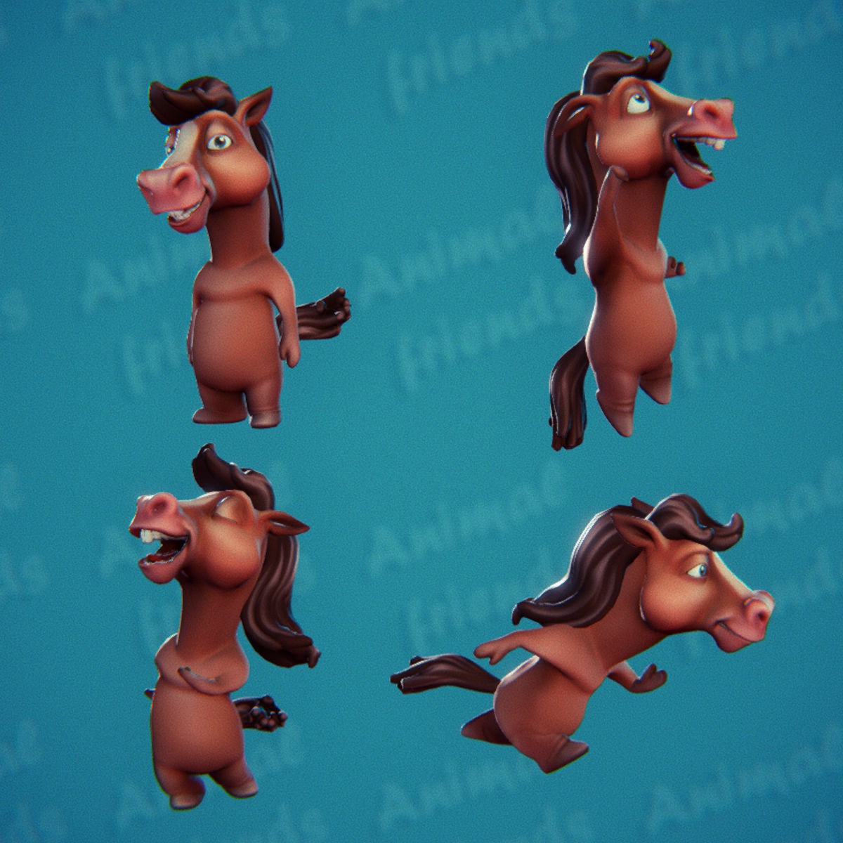 Farm Animals 3D Model – Cartoon Characters with Unique Animations, FBX - View 8