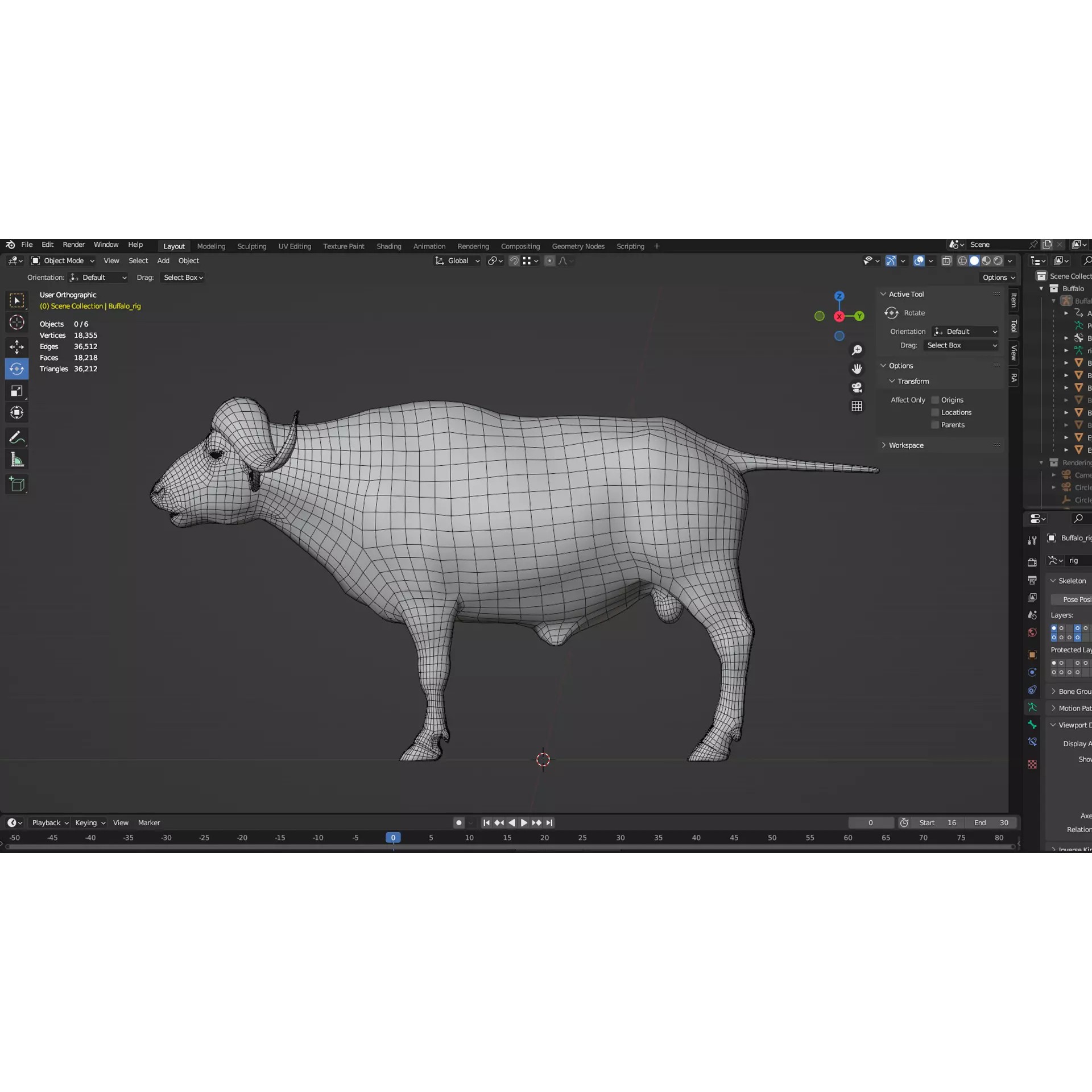 African Buffalo 3D Model – Animated Rigged PBR Asset, Blender & FBX - View 13