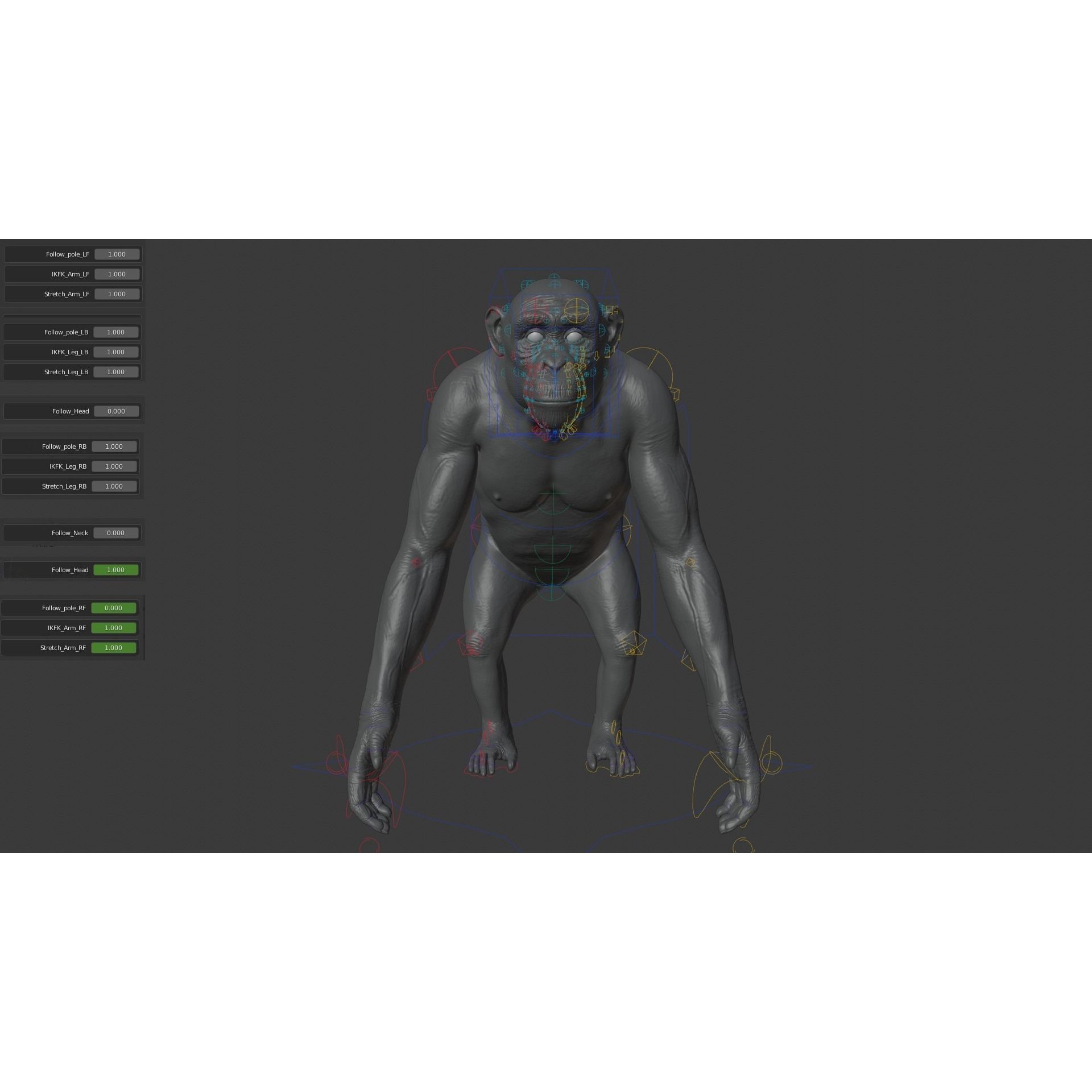 Chimpanzee 3D Model – Animated Rigged Character with Textures, Blender - View 16