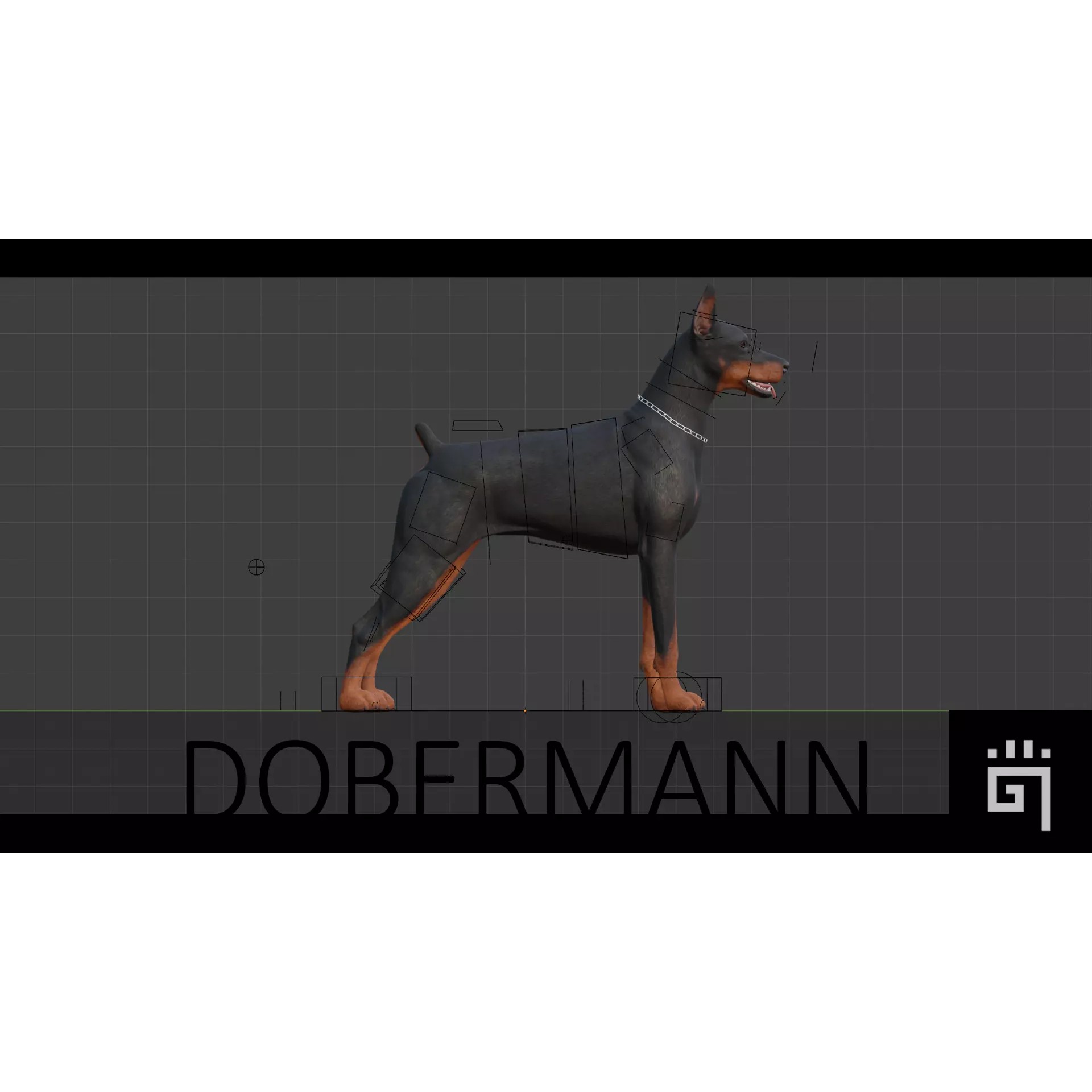 Dobermann 3D Model – Low Poly Rigged Character for Games, FBX - View 2