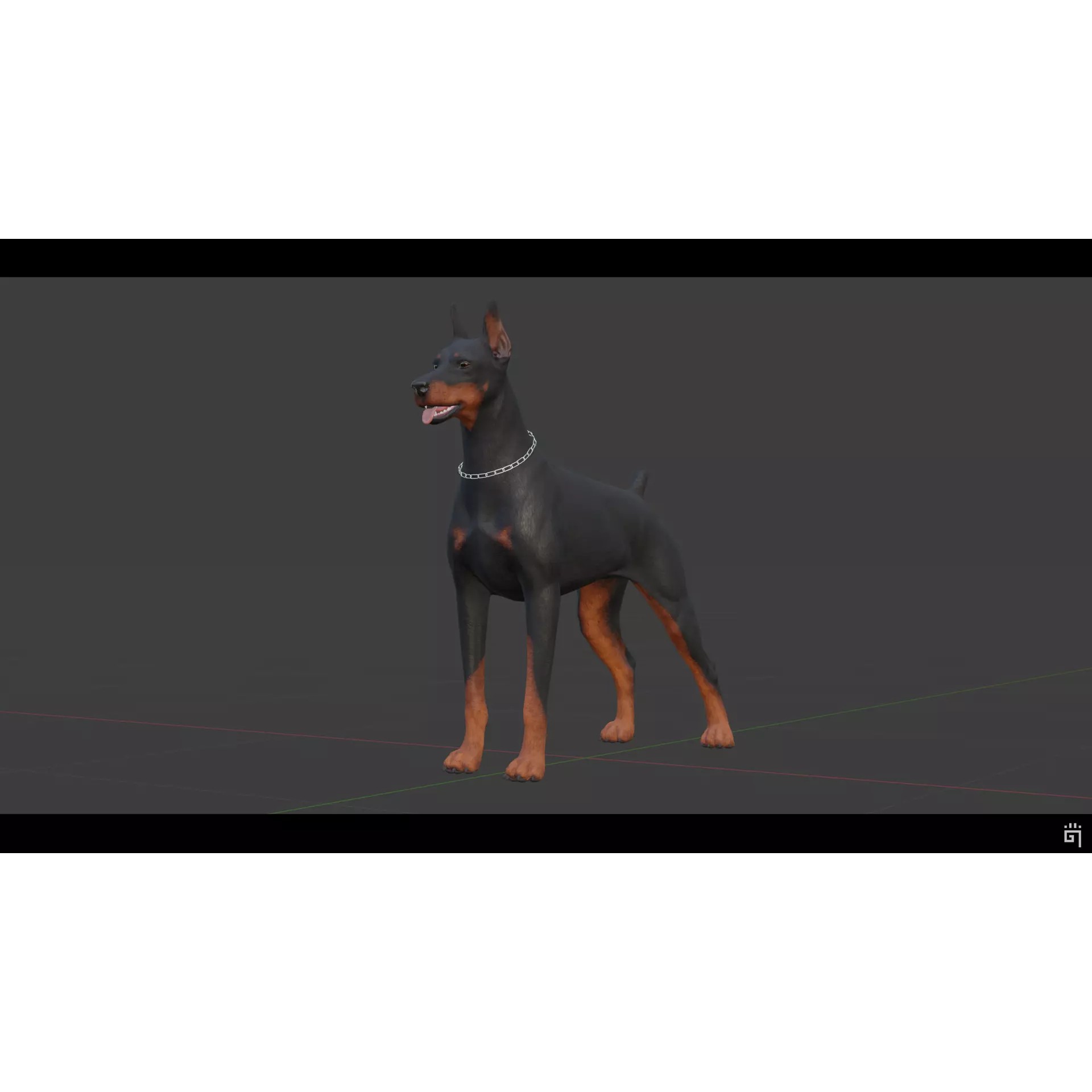 Dobermann 3D Model – Low Poly Rigged Character for Games, FBX - View 4
