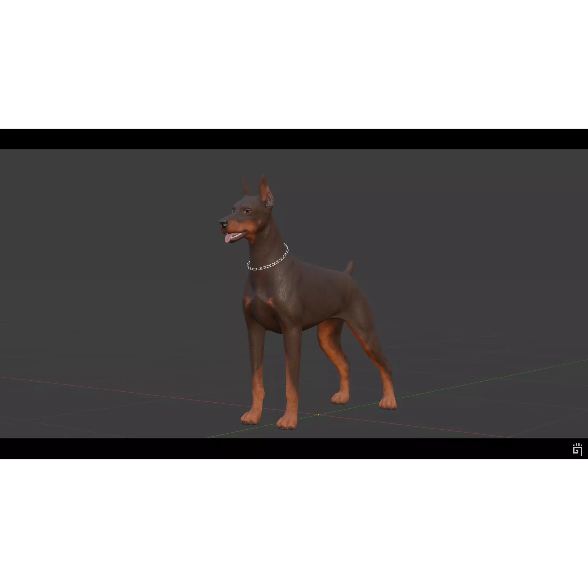 Dobermann 3D Model – Low Poly Rigged Character for Games, FBX - View 8