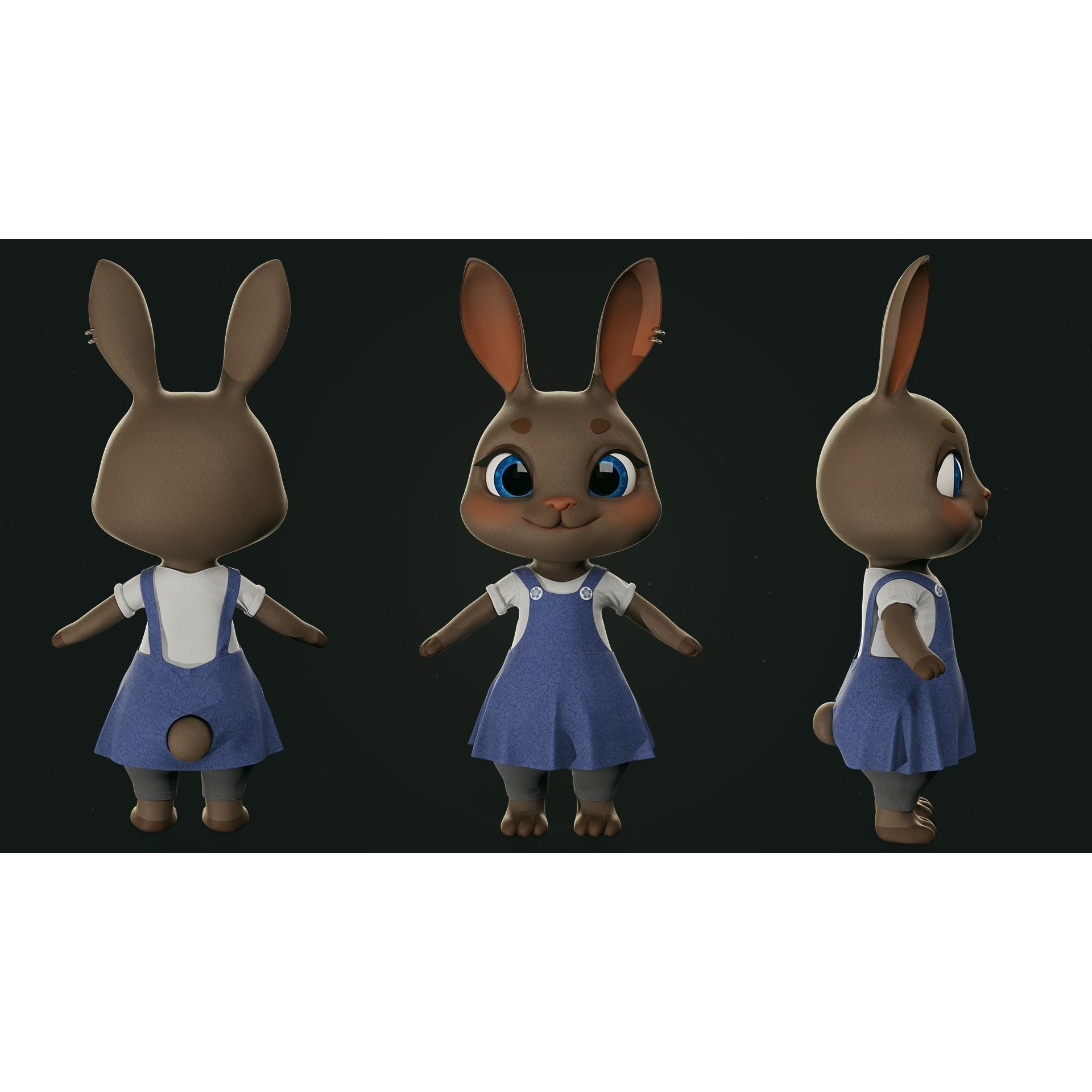 Bunny Jessica 3D Model – Low Poly Game-Ready Character, FBX - View 11