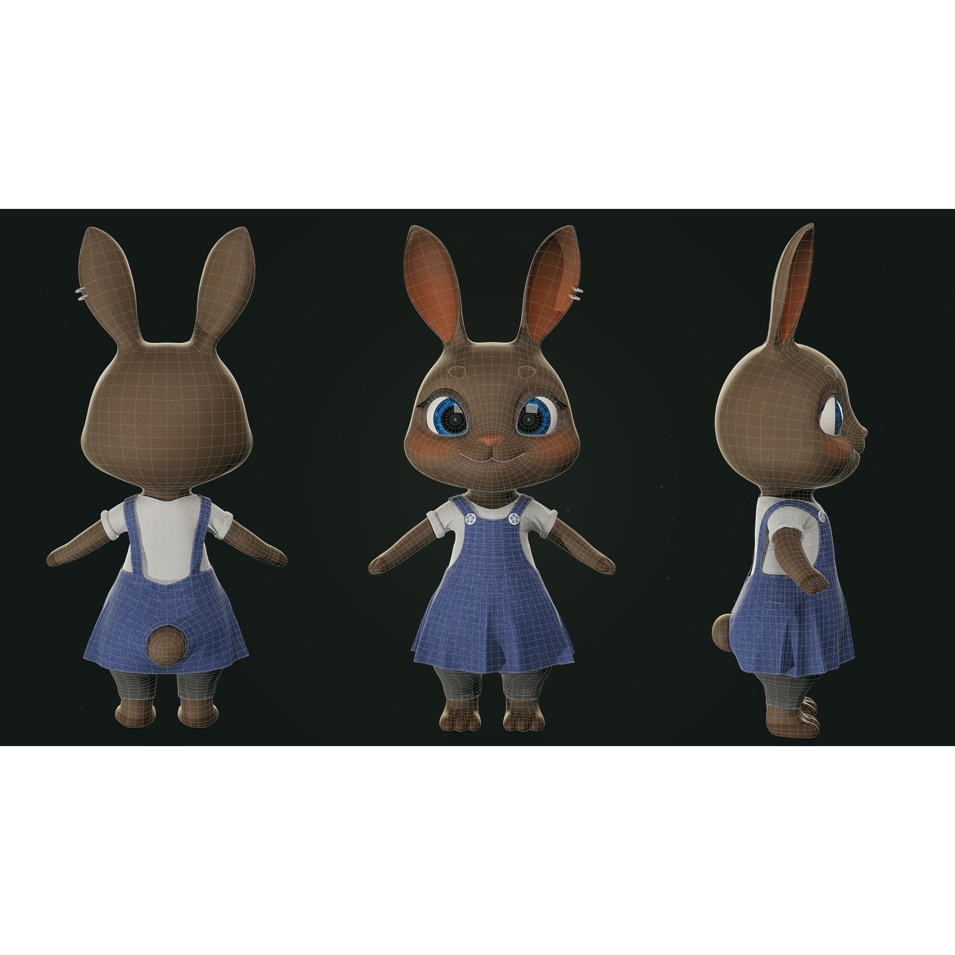 Bunny Jessica 3D Model – Low Poly Game-Ready Character, FBX - View 12