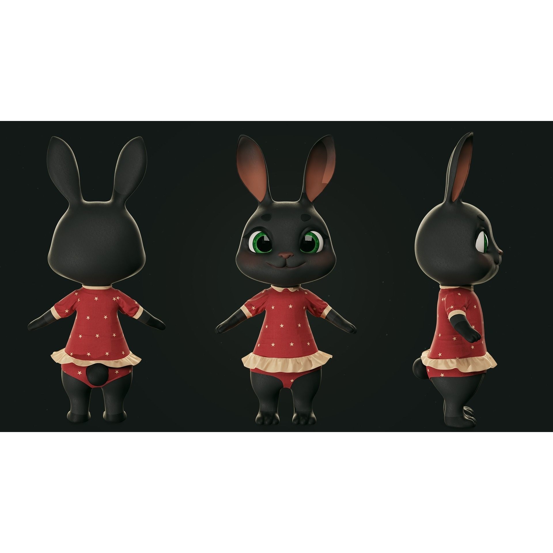 Bunny Jessica 3D Model – Low Poly Game-Ready Character, FBX - View 13