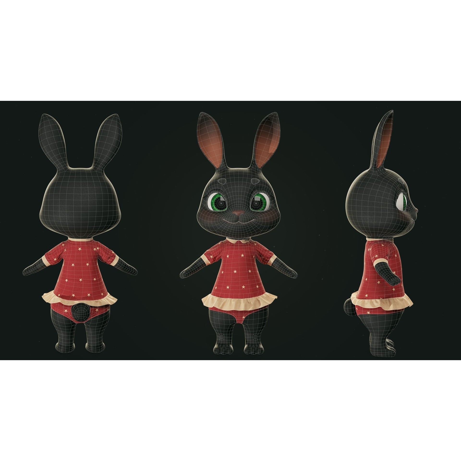 Bunny Jessica 3D Model – Low Poly Game-Ready Character, FBX - View 14