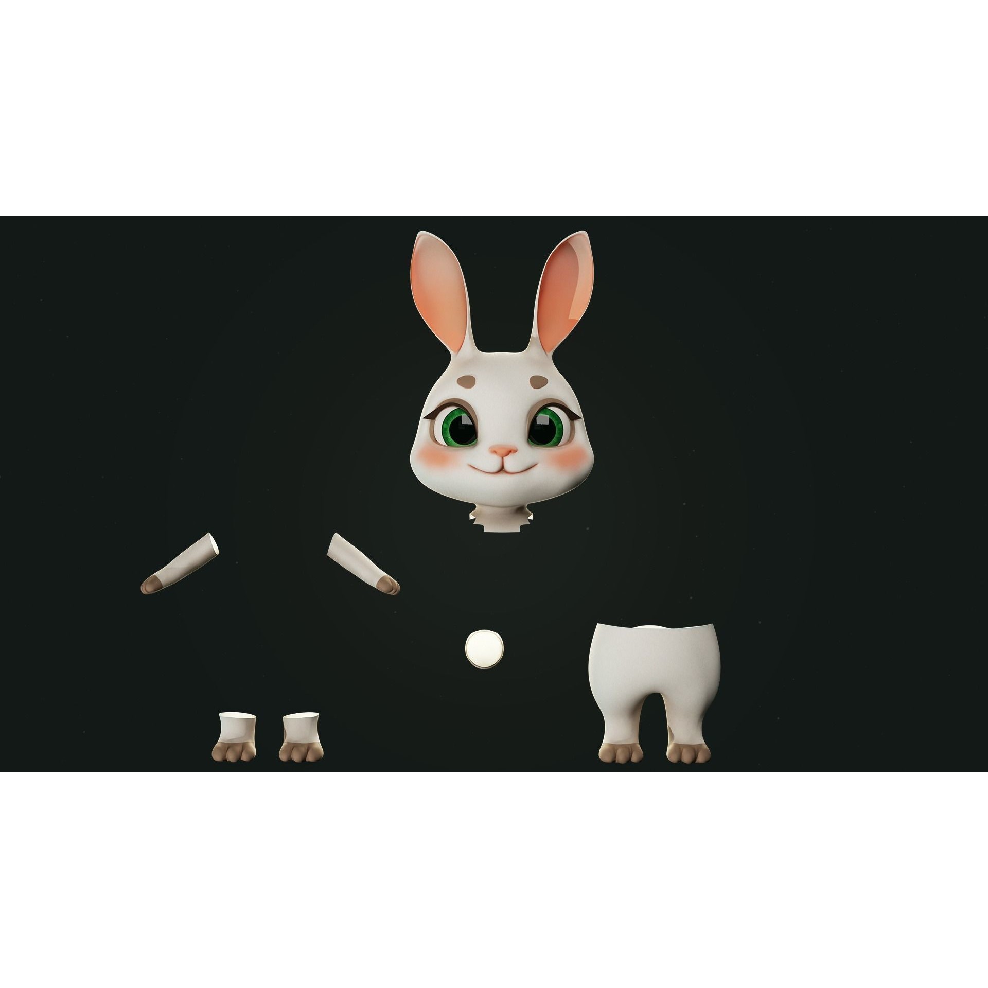 Bunny Jessica 3D Model – Low Poly Game-Ready Character, FBX - View 17
