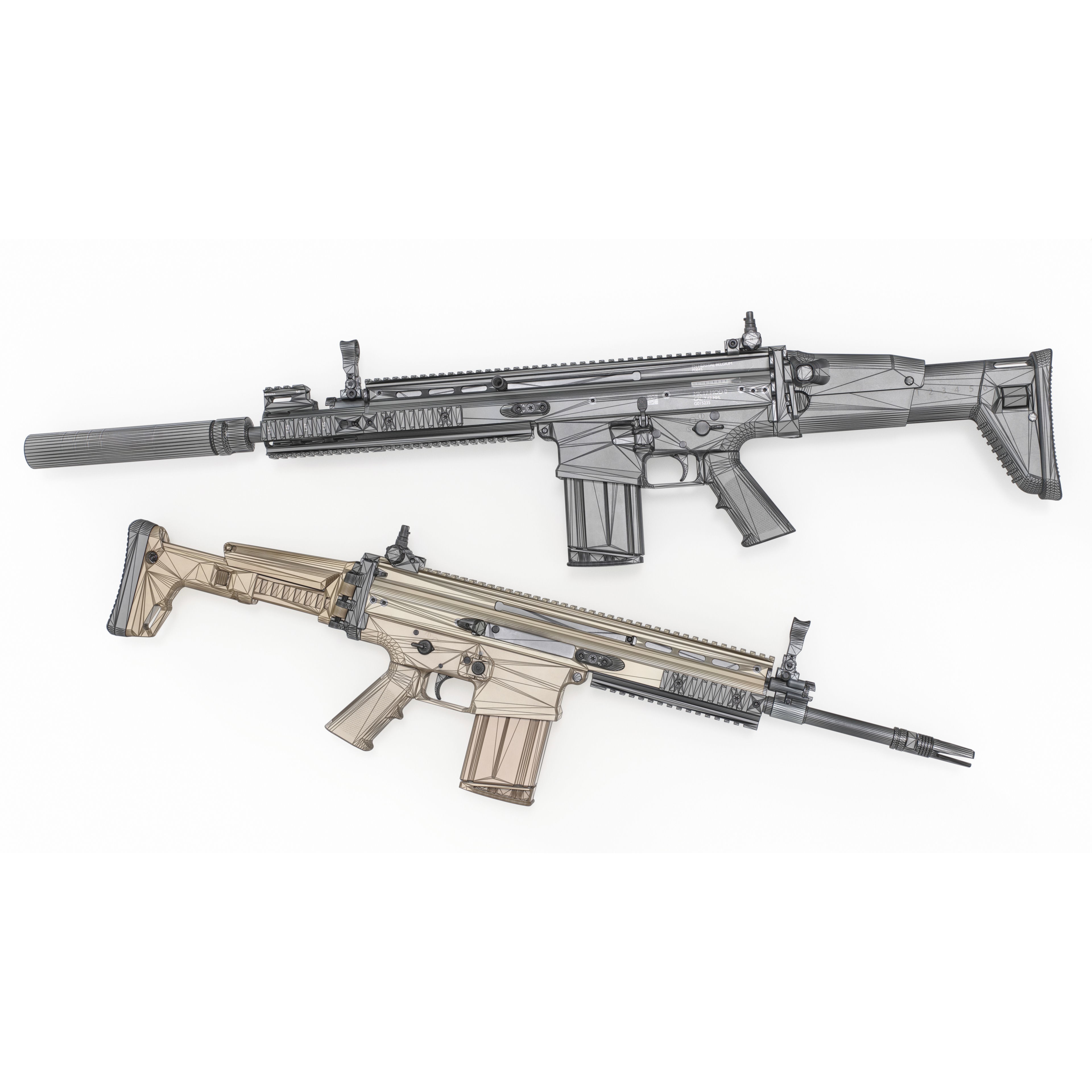 FN SCAR-H MK17 3D Model – Low Poly Game-Ready Rifle, FBX - View 3