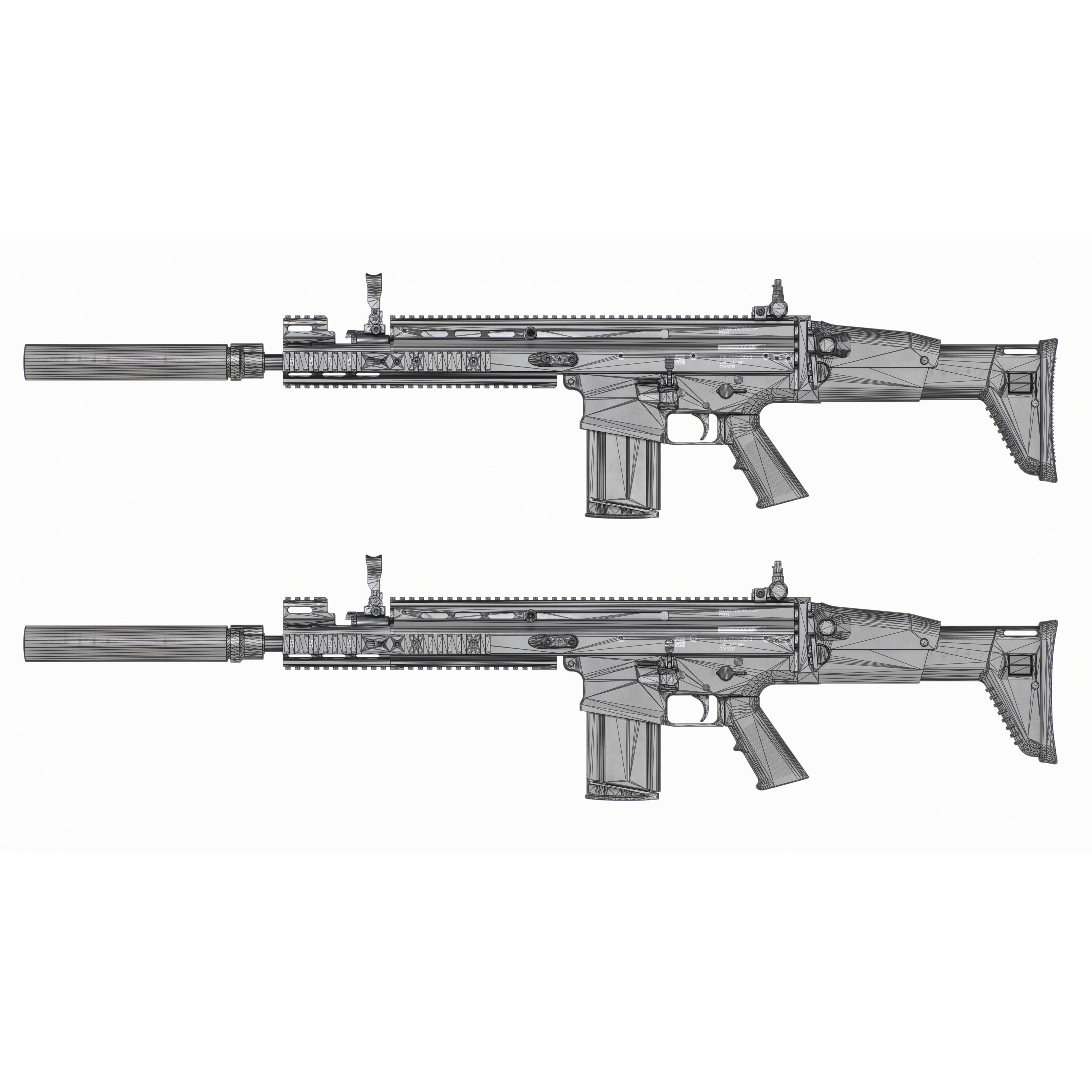 FN SCAR-H MK17 3D Model – Low Poly Game-Ready Rifle, FBX - View 39