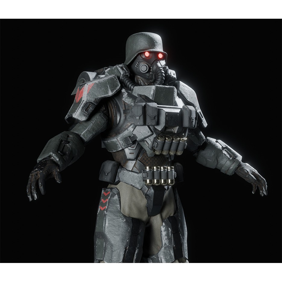 Juggernaut Soldier 3D Model – Heavily Armored Character, Game-Ready FBX - View 3