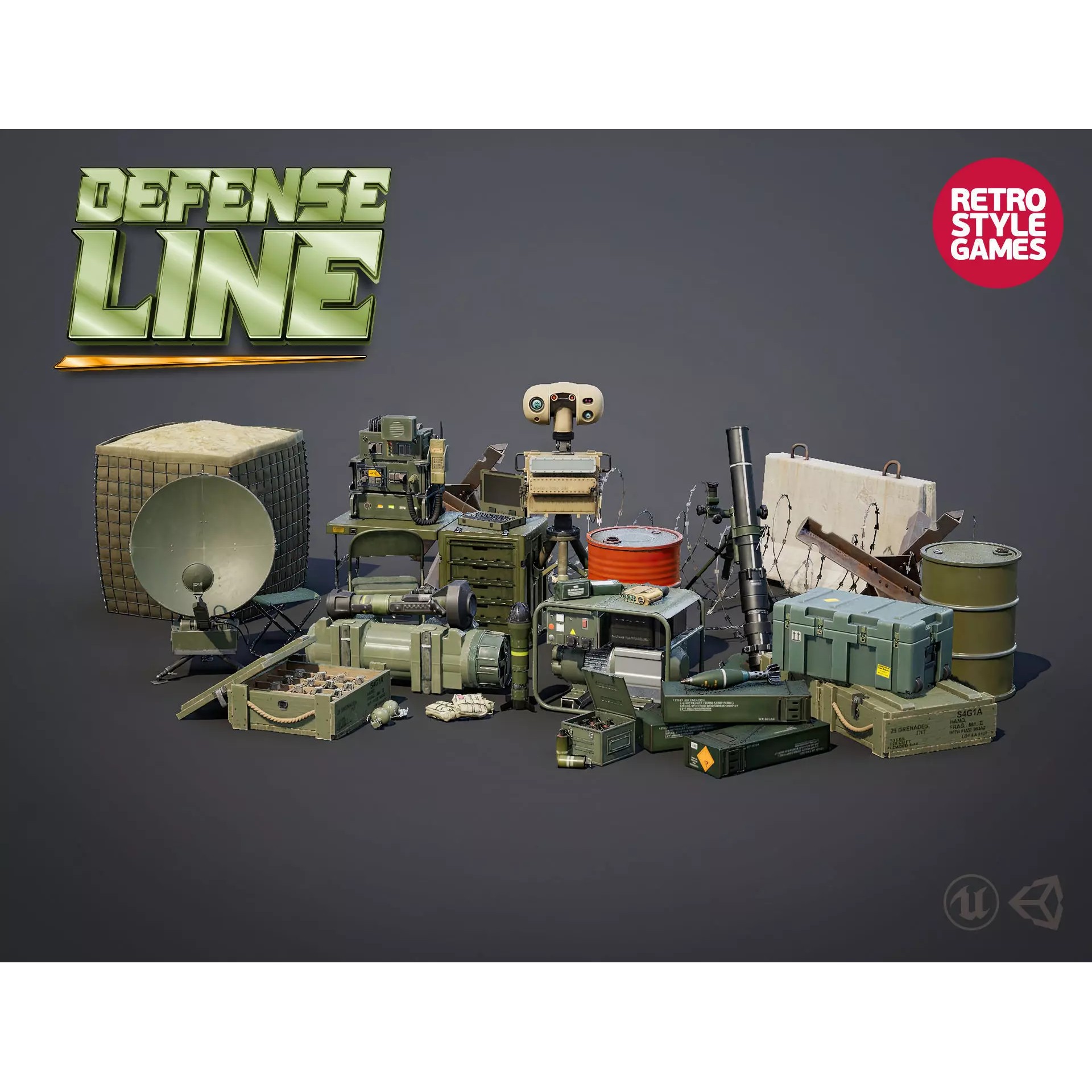 Defense Line 3D Model – Low Poly Military Asset Pack, FBX - View 2