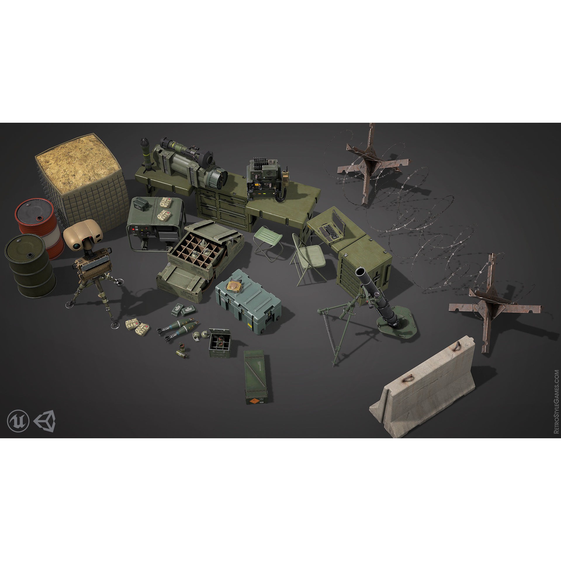 Defense Line 3D Model – Low Poly Military Asset Pack, FBX - View 5