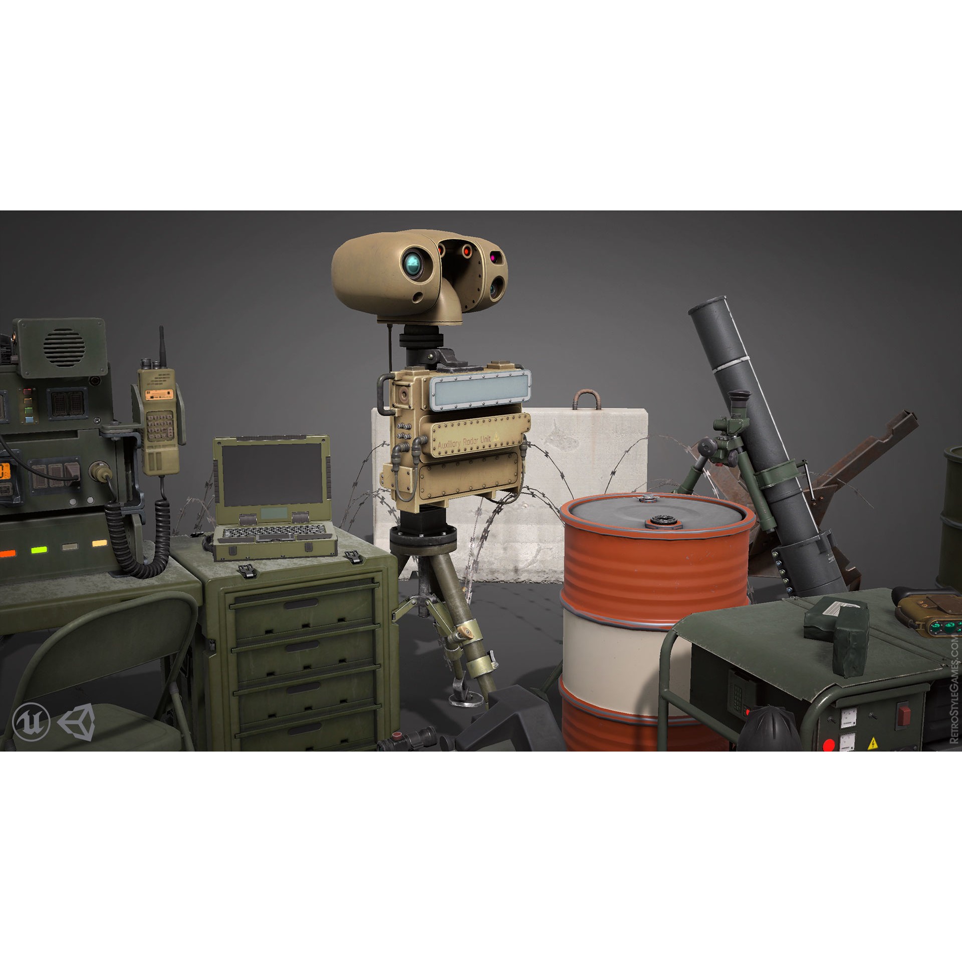 Defense Line 3D Model – Low Poly Military Asset Pack, FBX - View 6