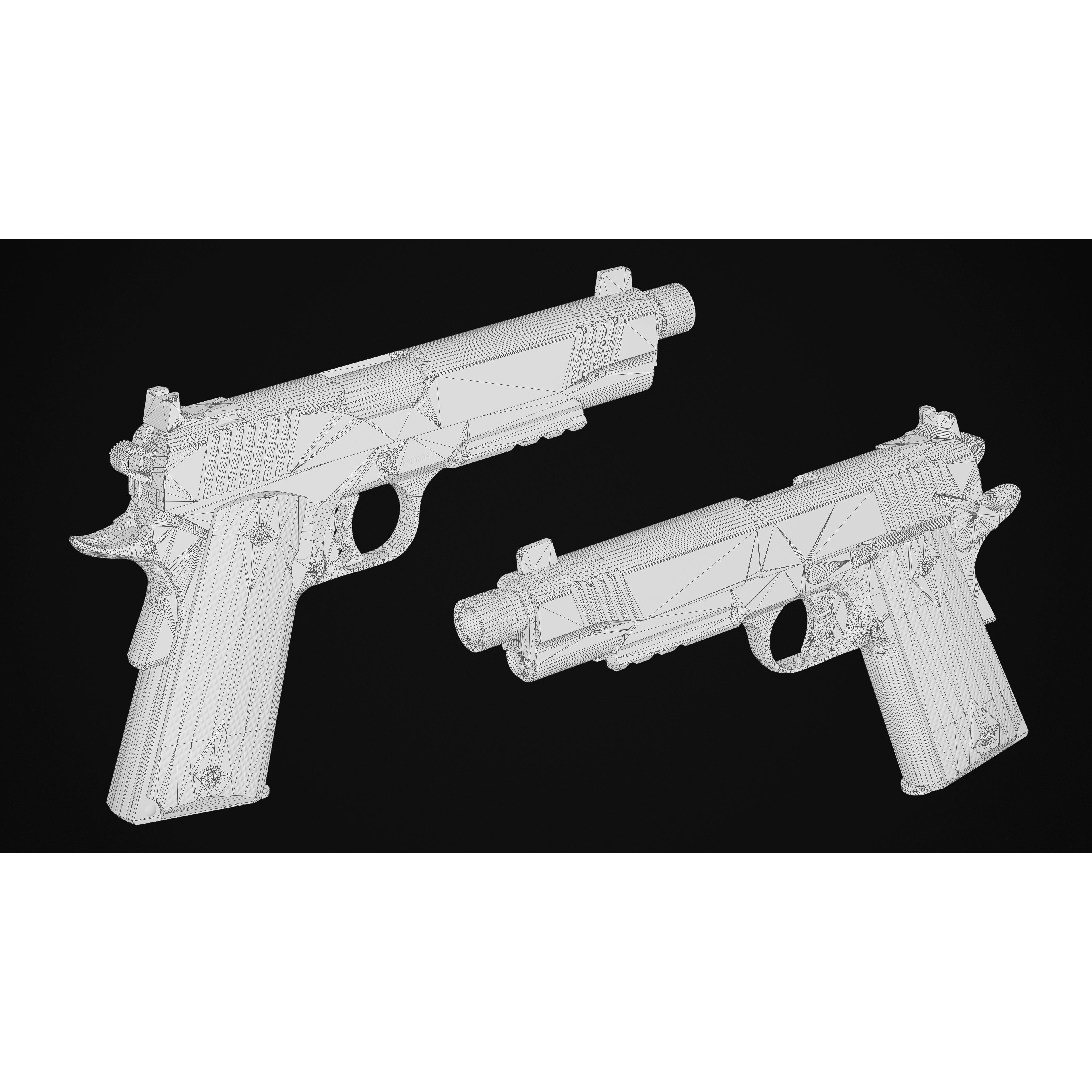 1911 Pistol 3D Model – Low Poly Game Asset, FBX & OBJ Formats - View 13
