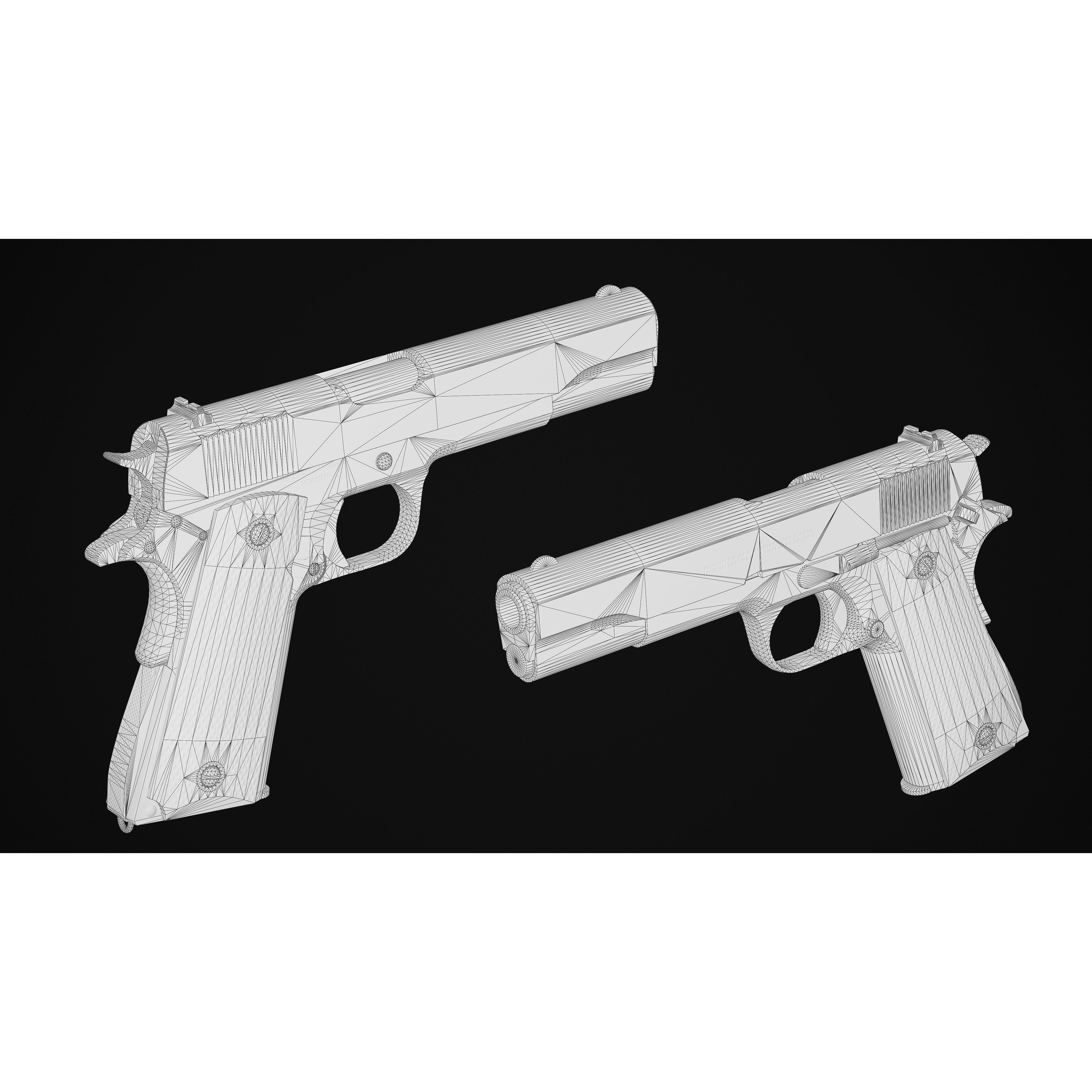 1911 Pistol 3D Model – Low Poly Game Asset, FBX & OBJ Formats - View 14