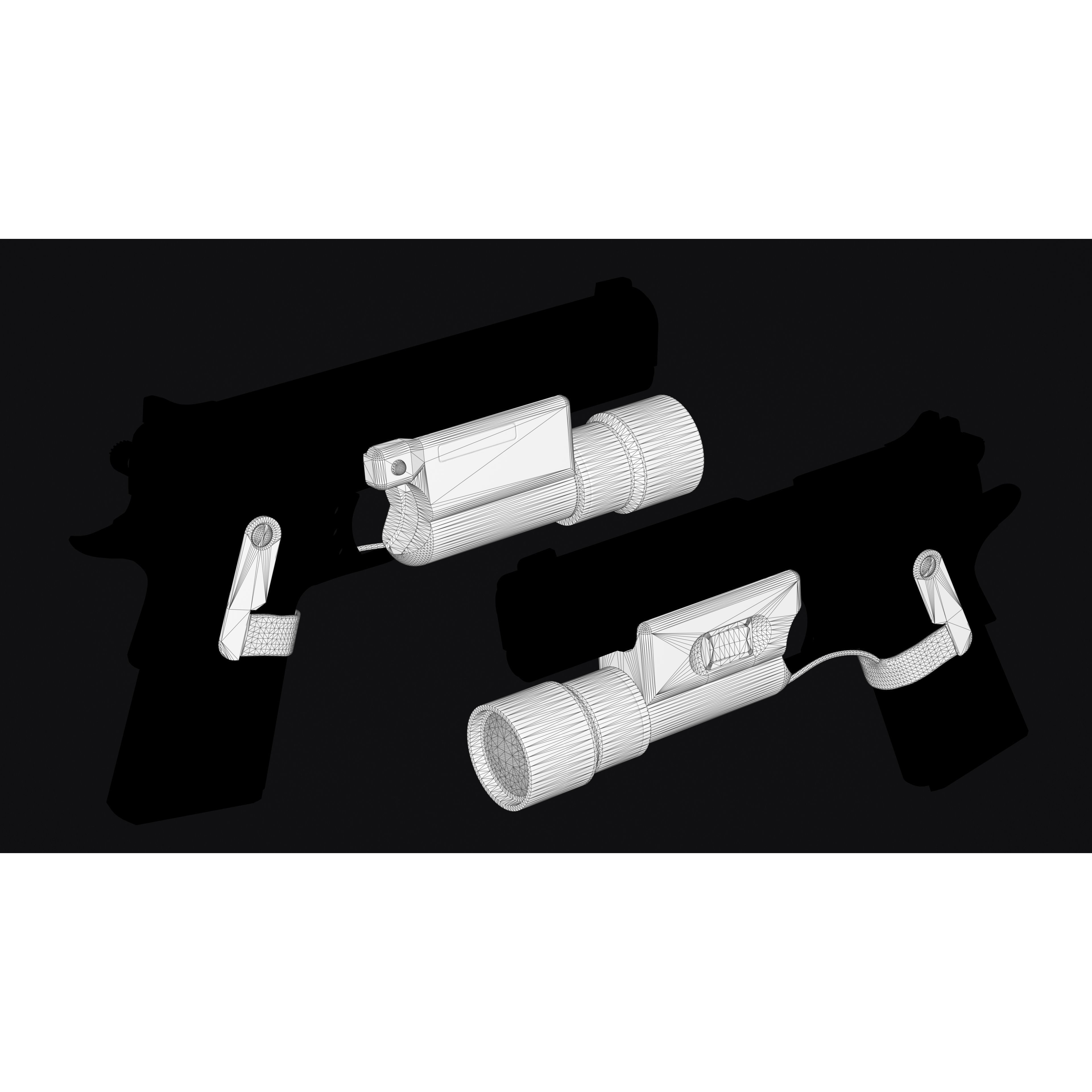 1911 Pistol 3D Model – Low Poly Game Asset, FBX & OBJ Formats - View 15