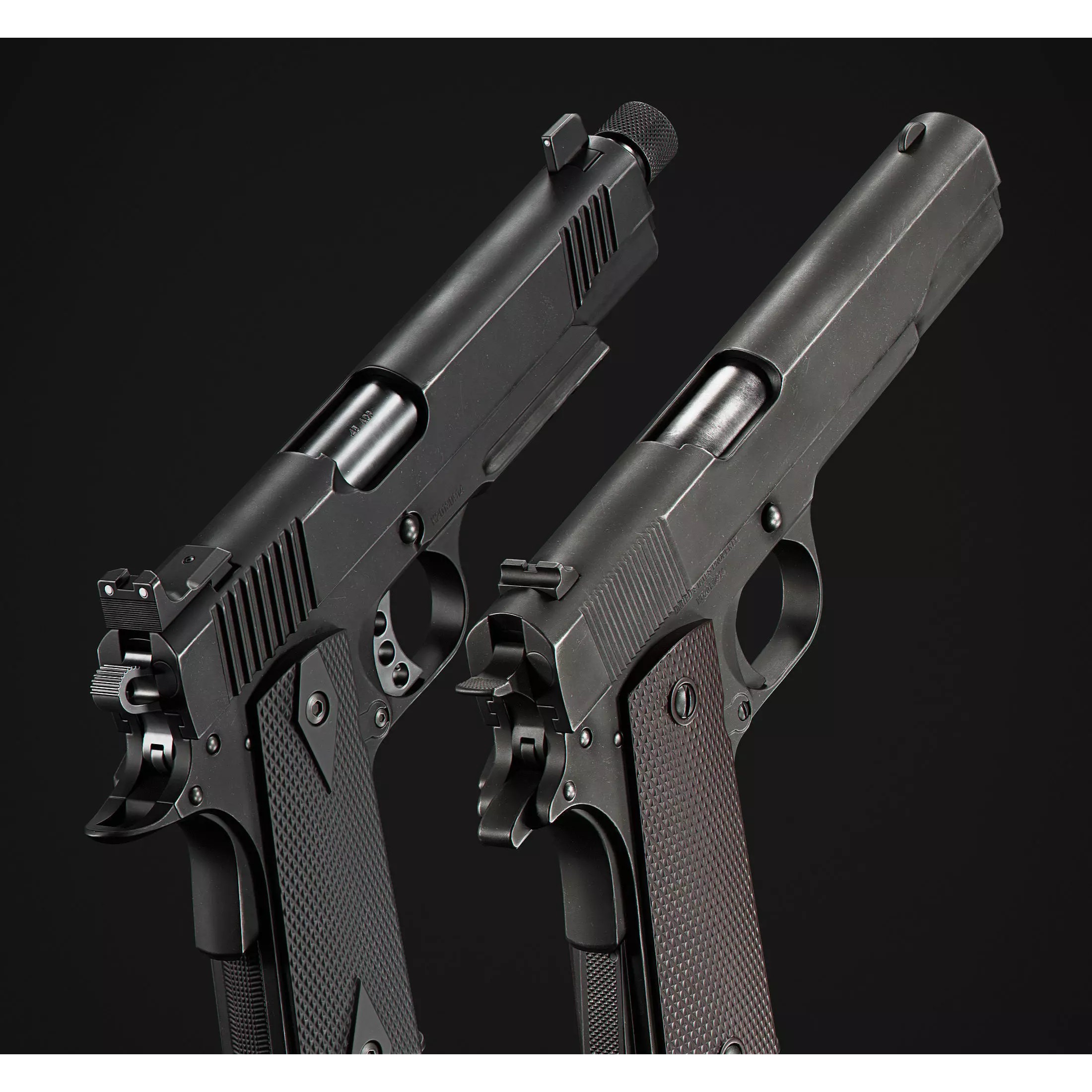 1911 Pistol 3D Model – Low Poly Game Asset, FBX & OBJ Formats - View 2