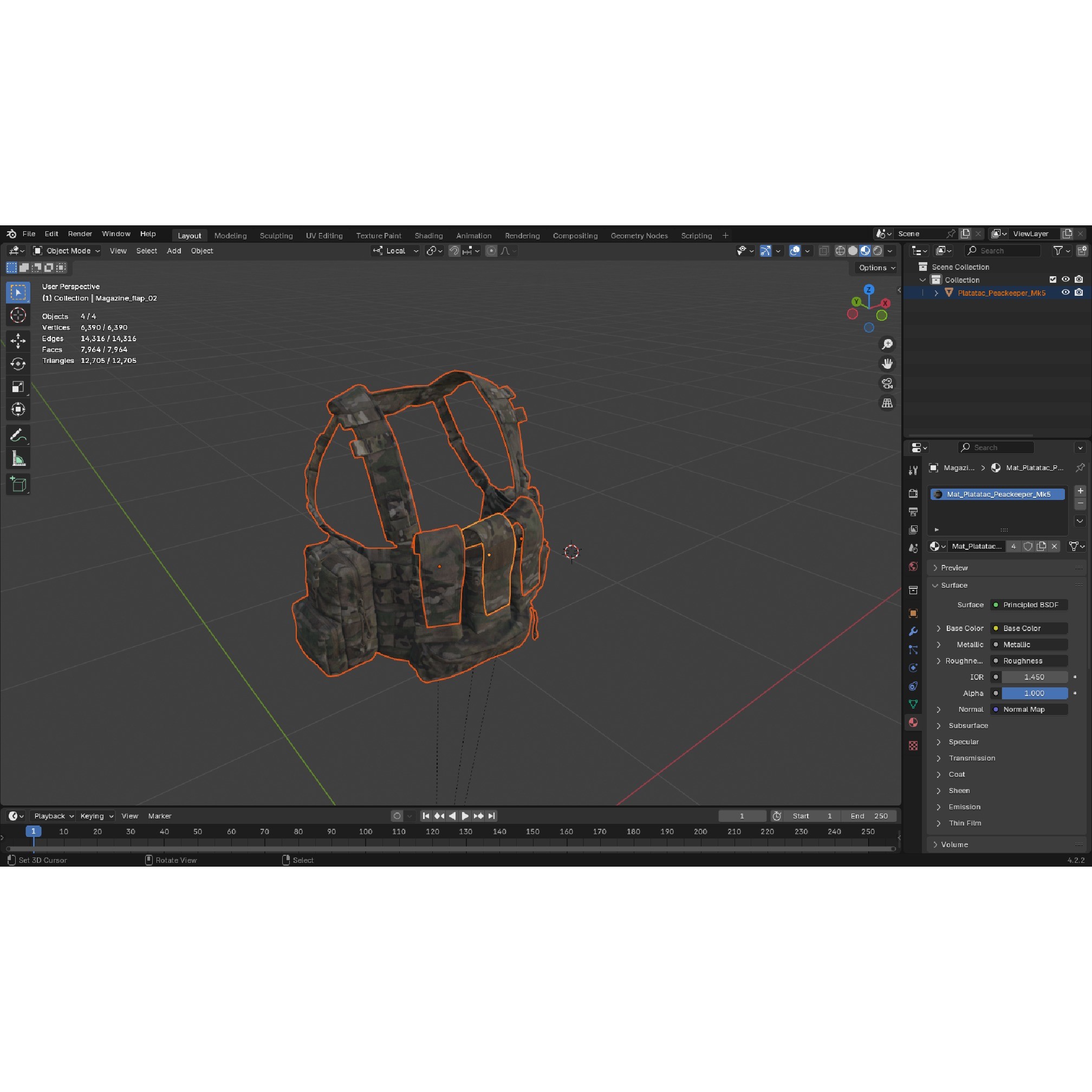 PLATATAC Peacekeeper Mk5 Chest Rig 3D Model – Low Poly Military Asset, FBX