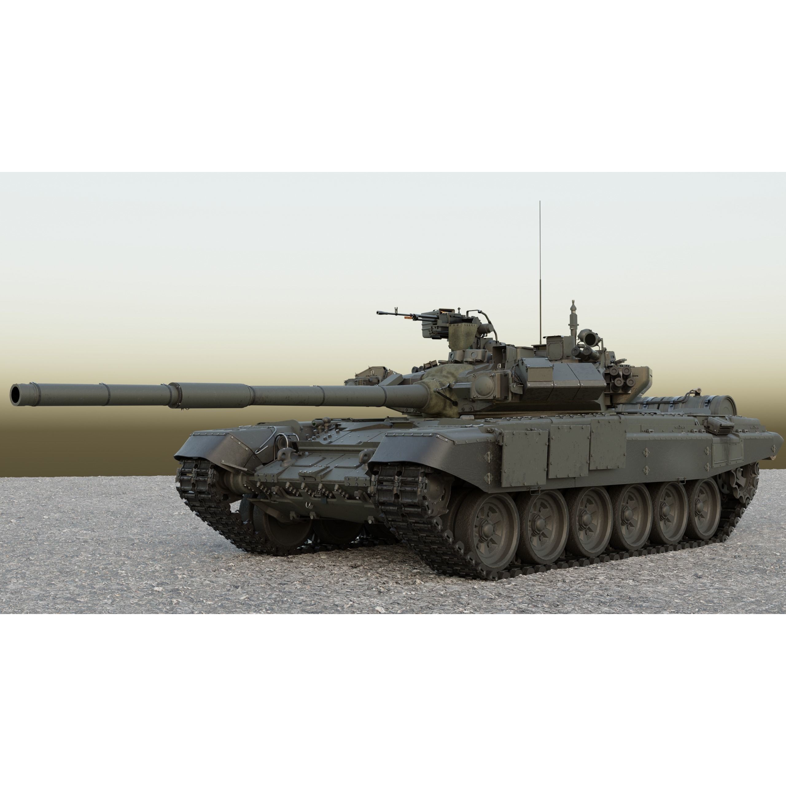 T-90A Tank 3D Model – High Poly Game Asset, PBR Textures, FBX - View 3