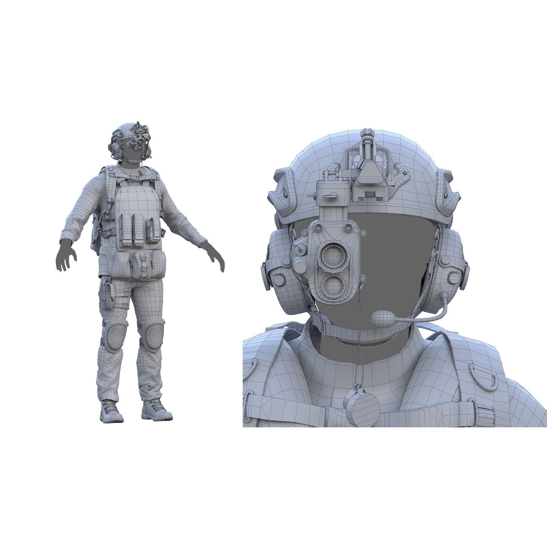 Male Soldier Outfit 3D Model – Low Poly Rigged Character, FBX, Blender
