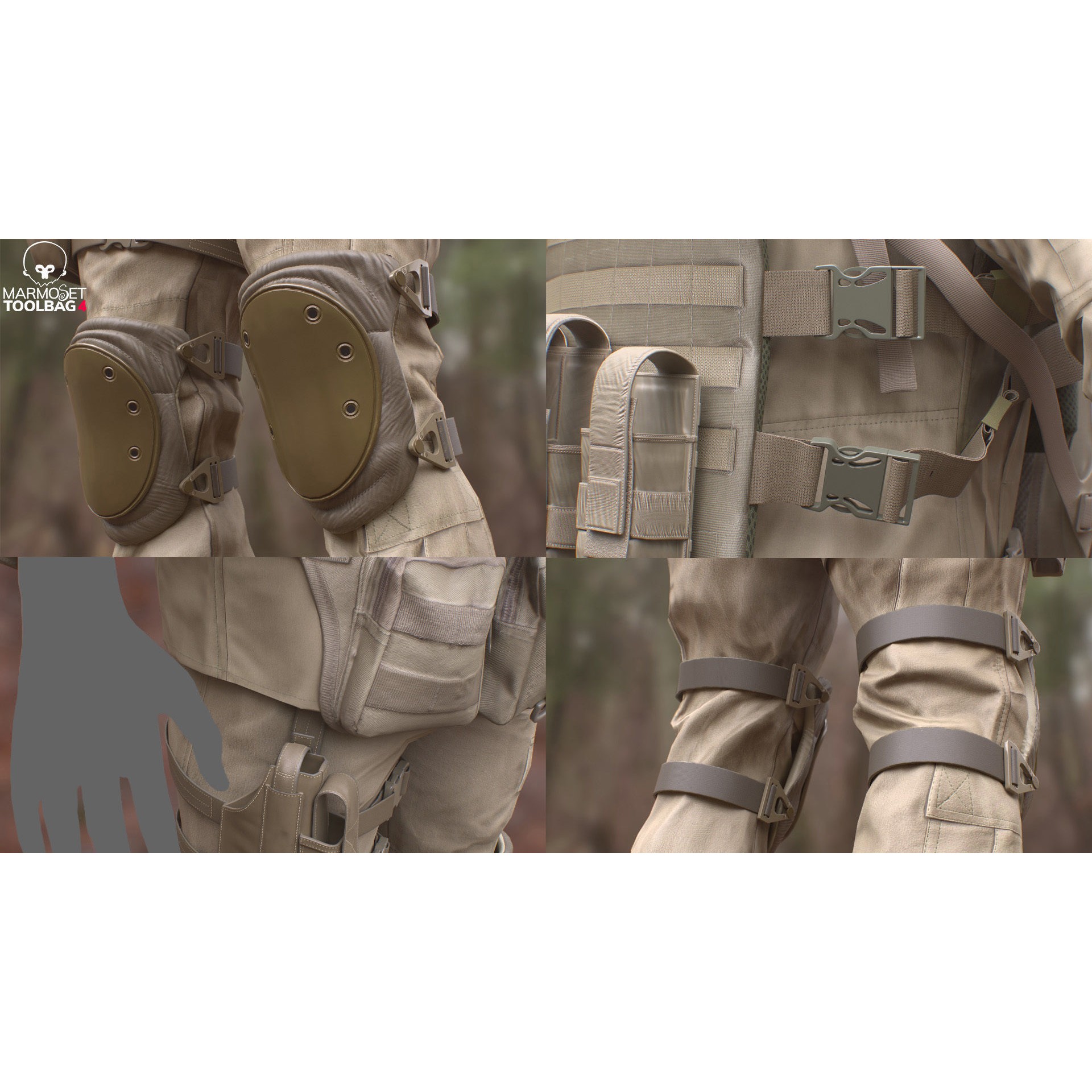 Male Soldier Outfit 3D Model – Low Poly Rigged Character, FBX, Blender - View 14