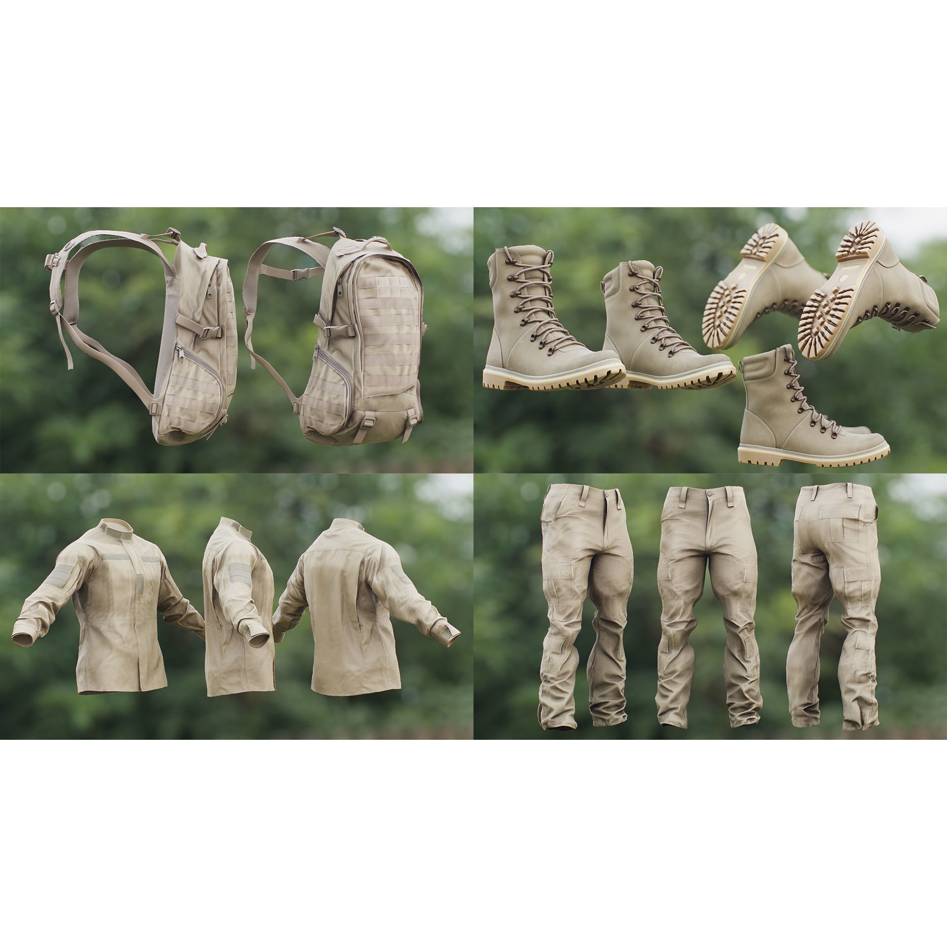 Male Soldier Outfit 3D Model – Low Poly Rigged Character, FBX, Blender - View 18