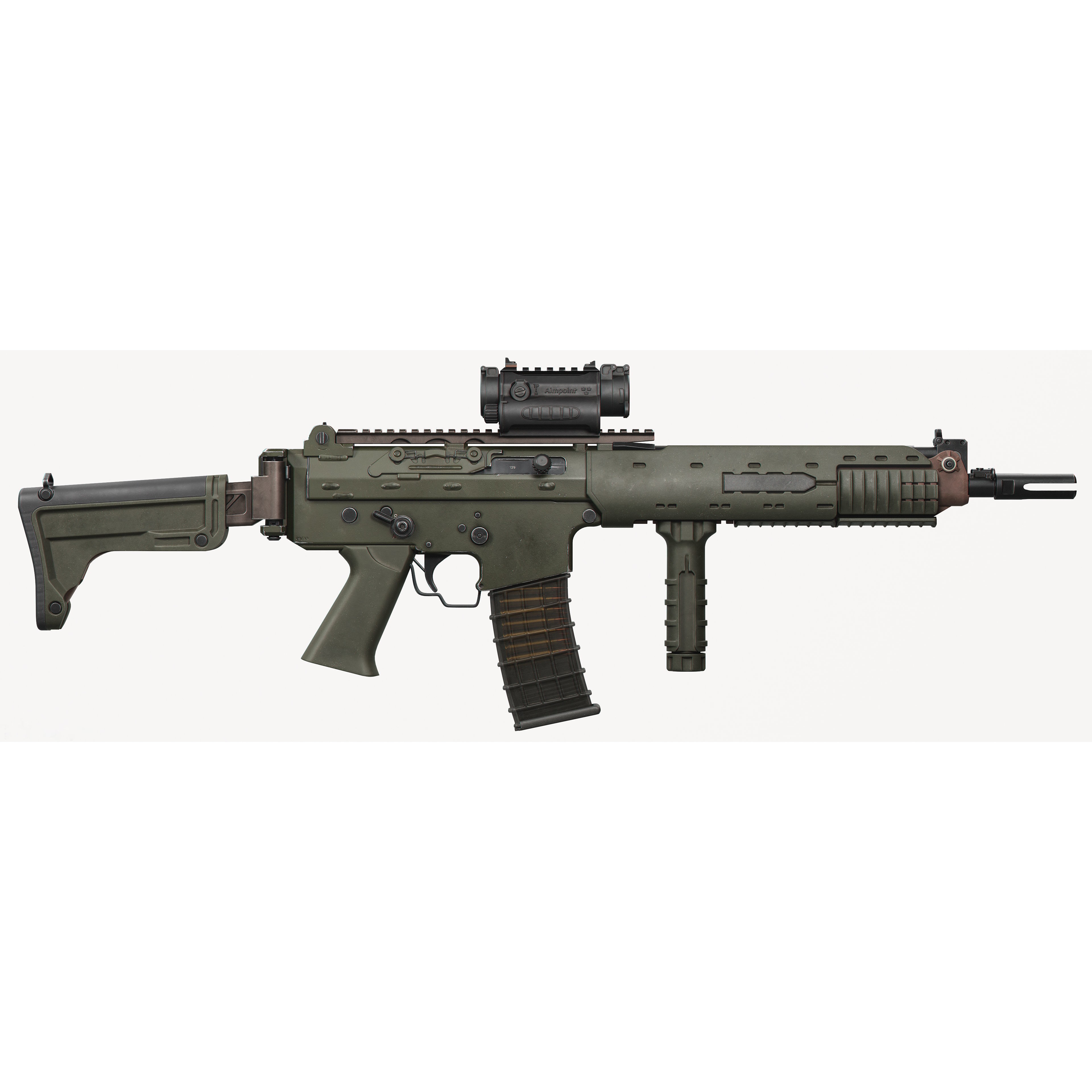 AK5C Rifle 3D Model – Low Poly Game Ready Asset, FBX, OBJ - View 5