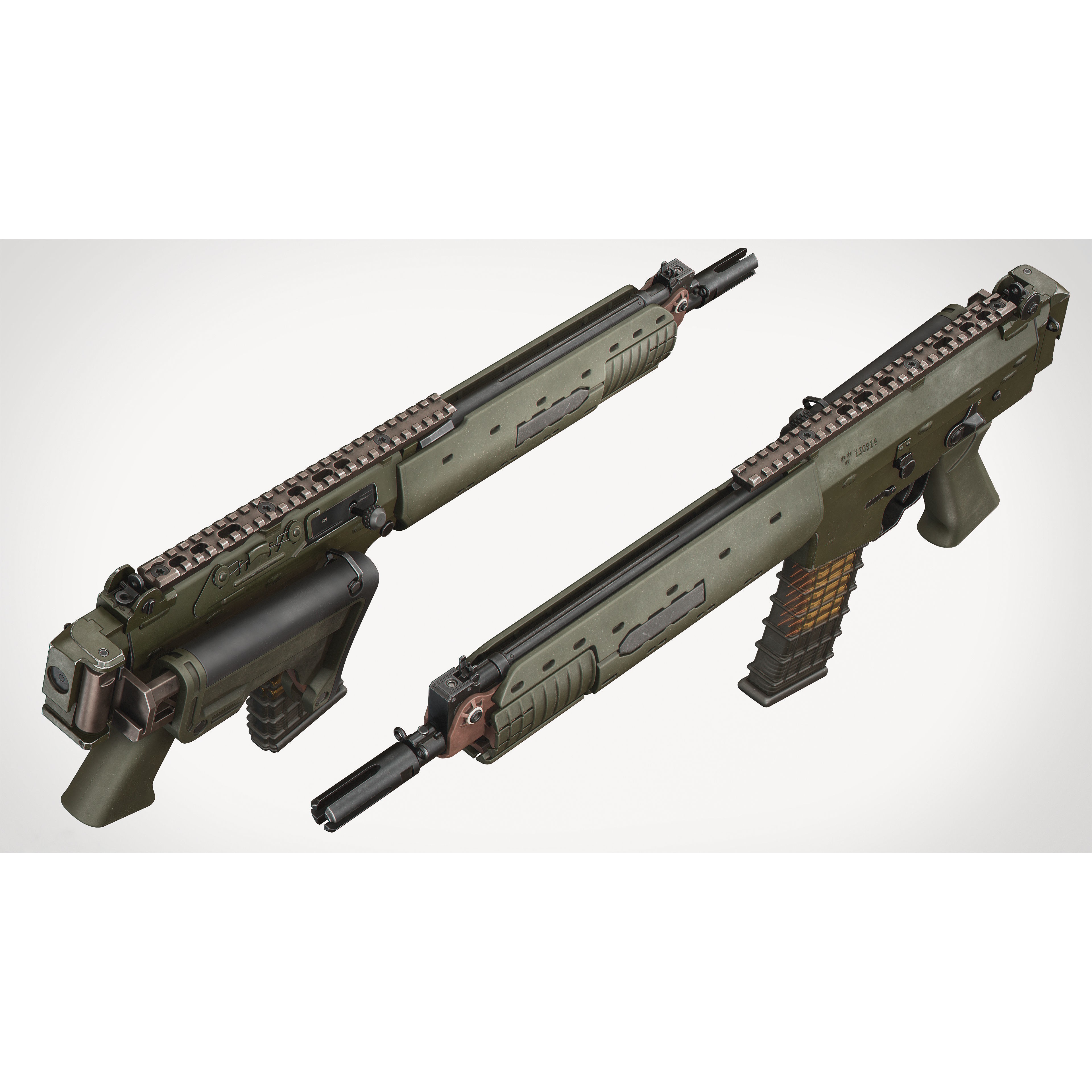 AK5C Rifle 3D Model – Low Poly Game Ready Asset, FBX, OBJ - View 8