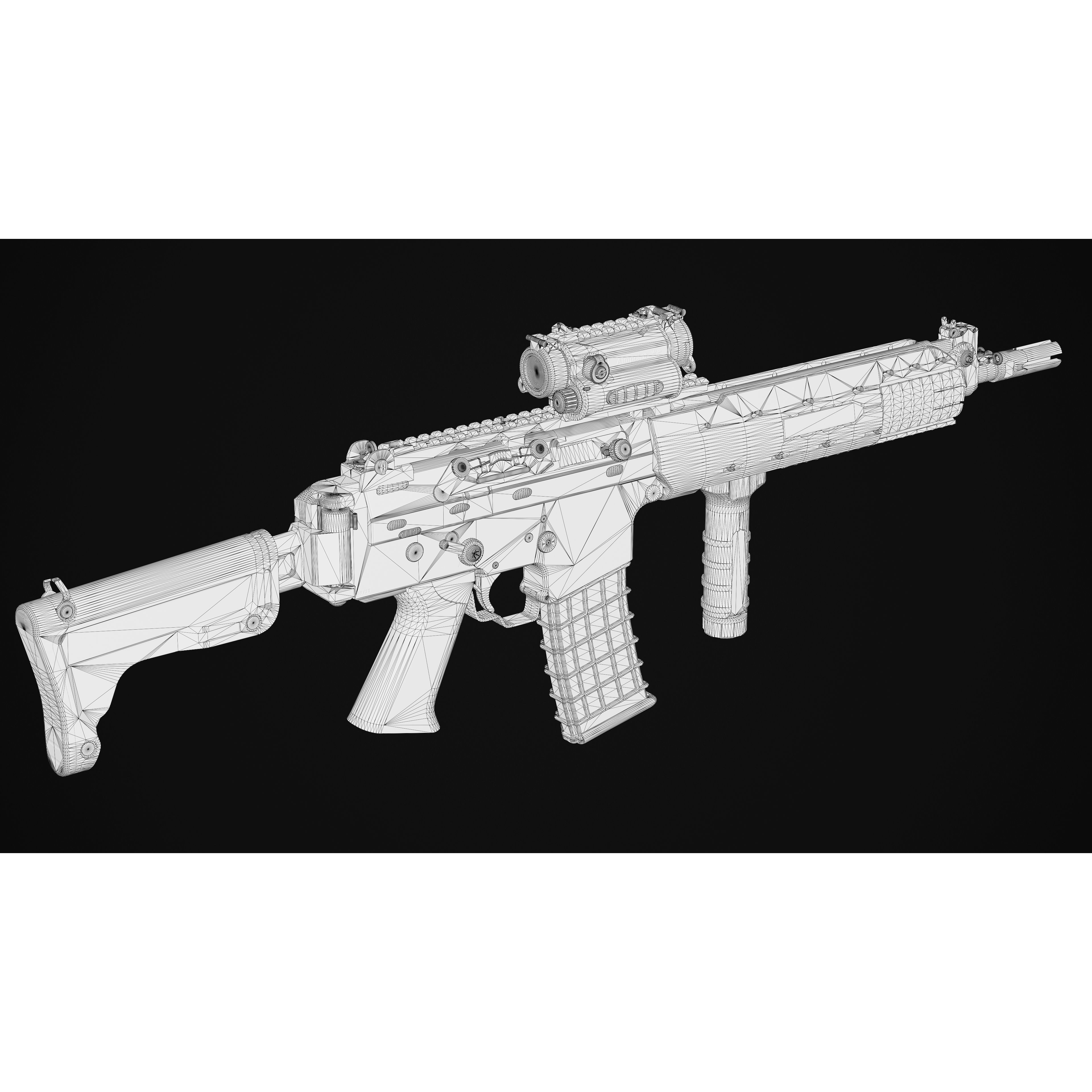 AK5C Rifle 3D Model – Low Poly Game Ready Asset, FBX, OBJ - View 9