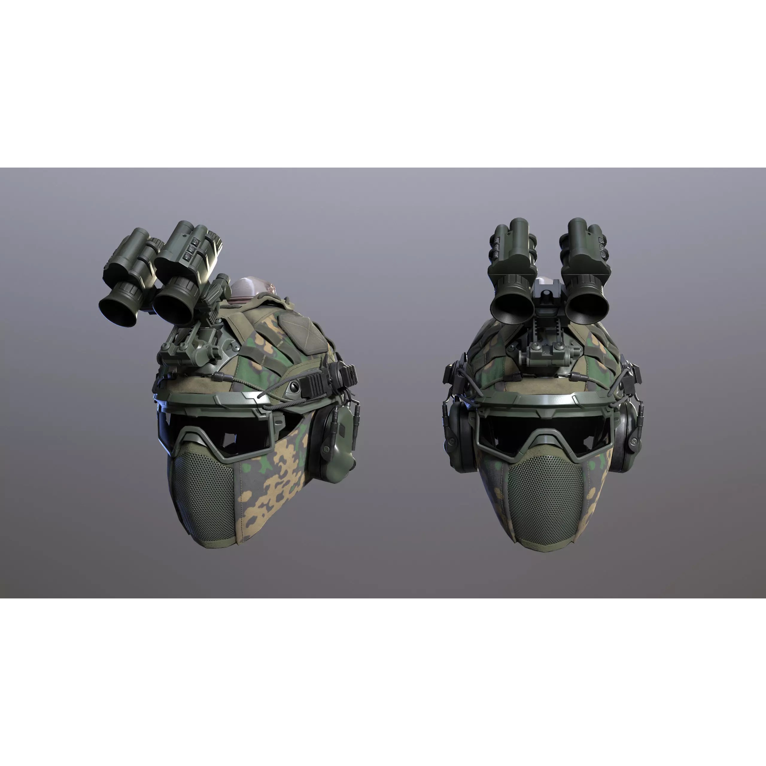 Tactical Helmet 3D Model – Low Poly Game-Ready PBR Asset, FBX - View 3