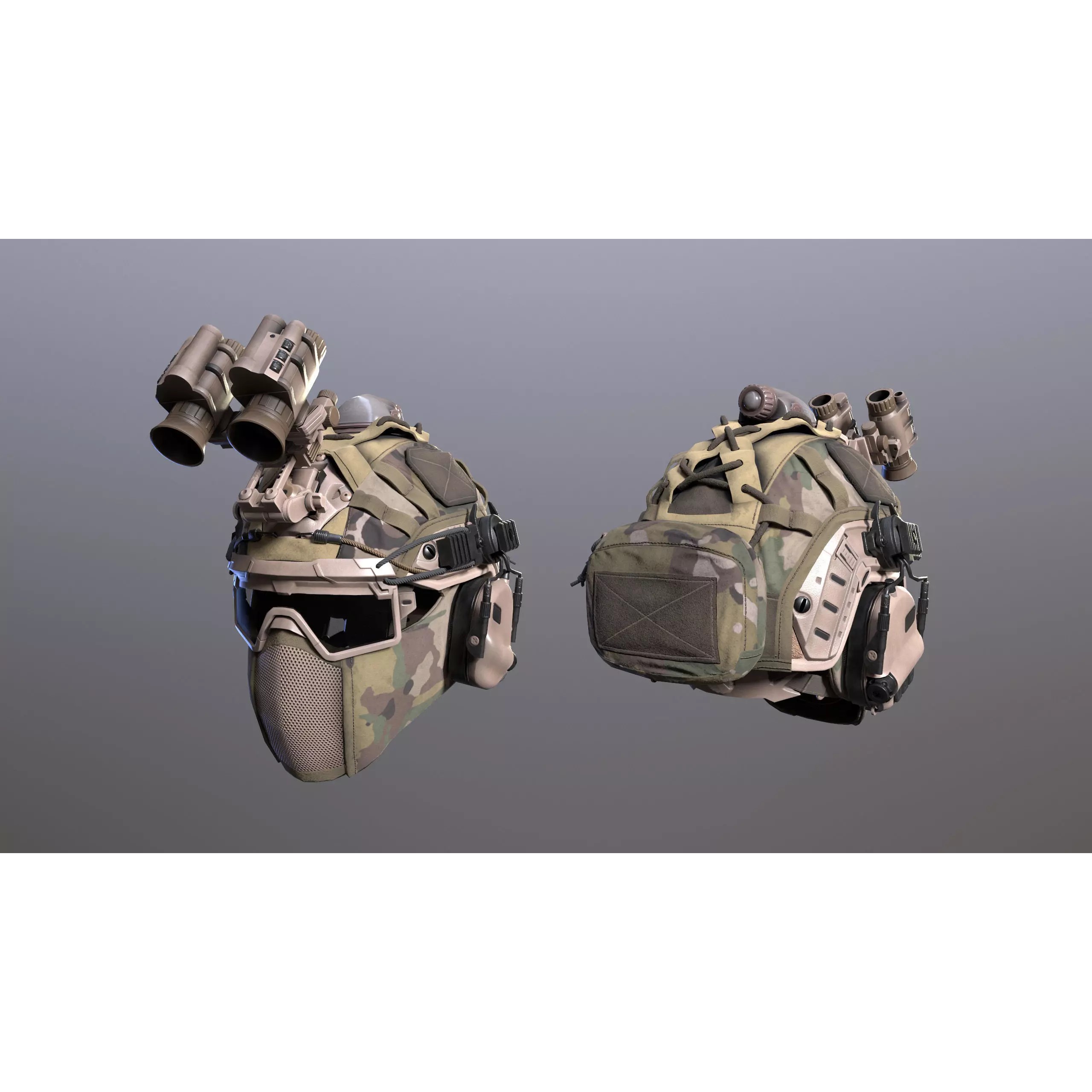 Tactical Helmet 3D Model – Low Poly Game-Ready PBR Asset, FBX - View 34