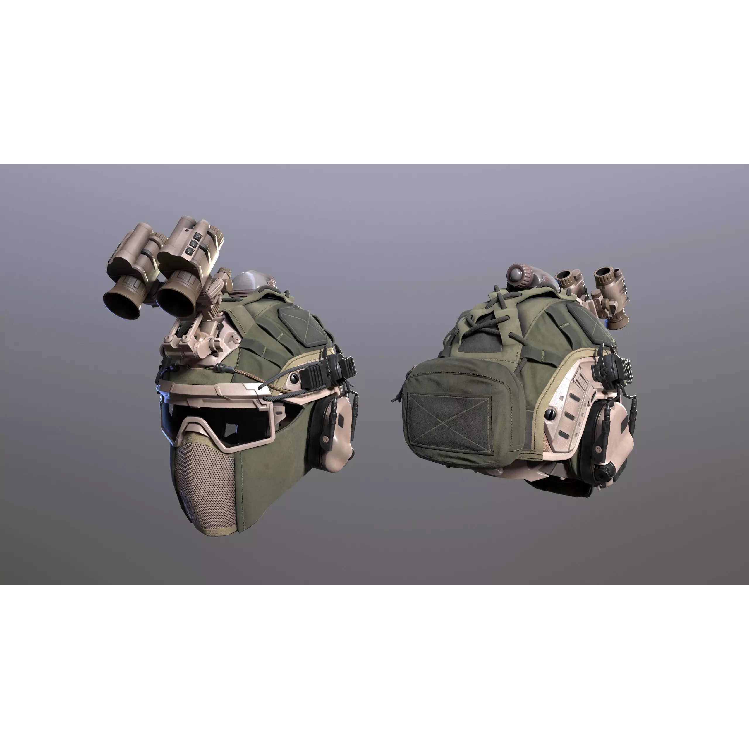 Tactical Helmet 3D Model – Low Poly Game-Ready PBR Asset, FBX - View 35
