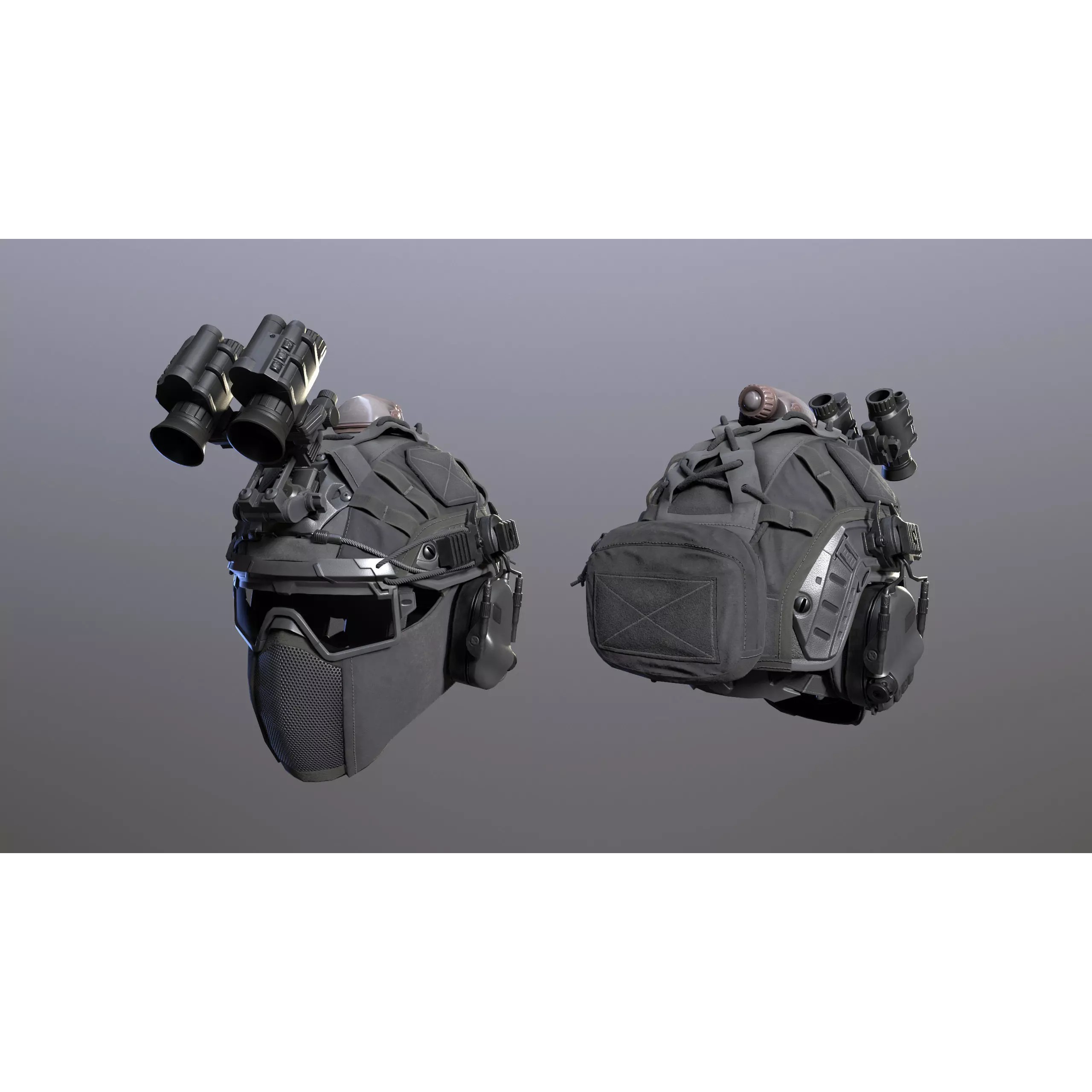 Tactical Helmet 3D Model – Low Poly Game-Ready PBR Asset, FBX - View 9