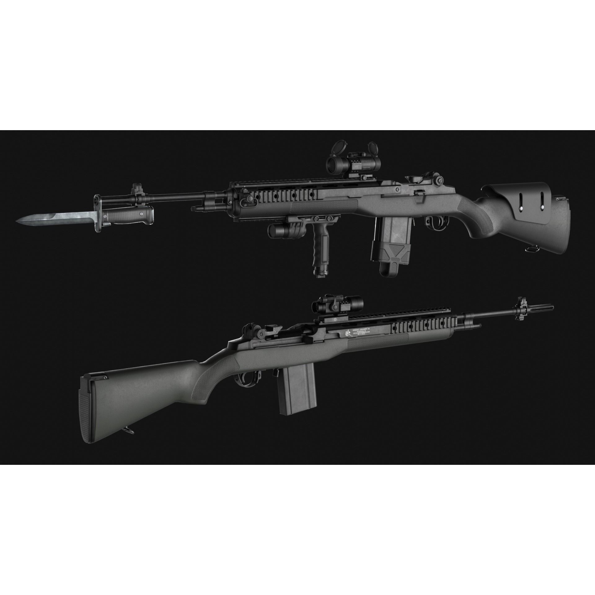 Springfield M1A Super Match 3D Model – Low Poly Game Asset, FBX, Rigged - View 17