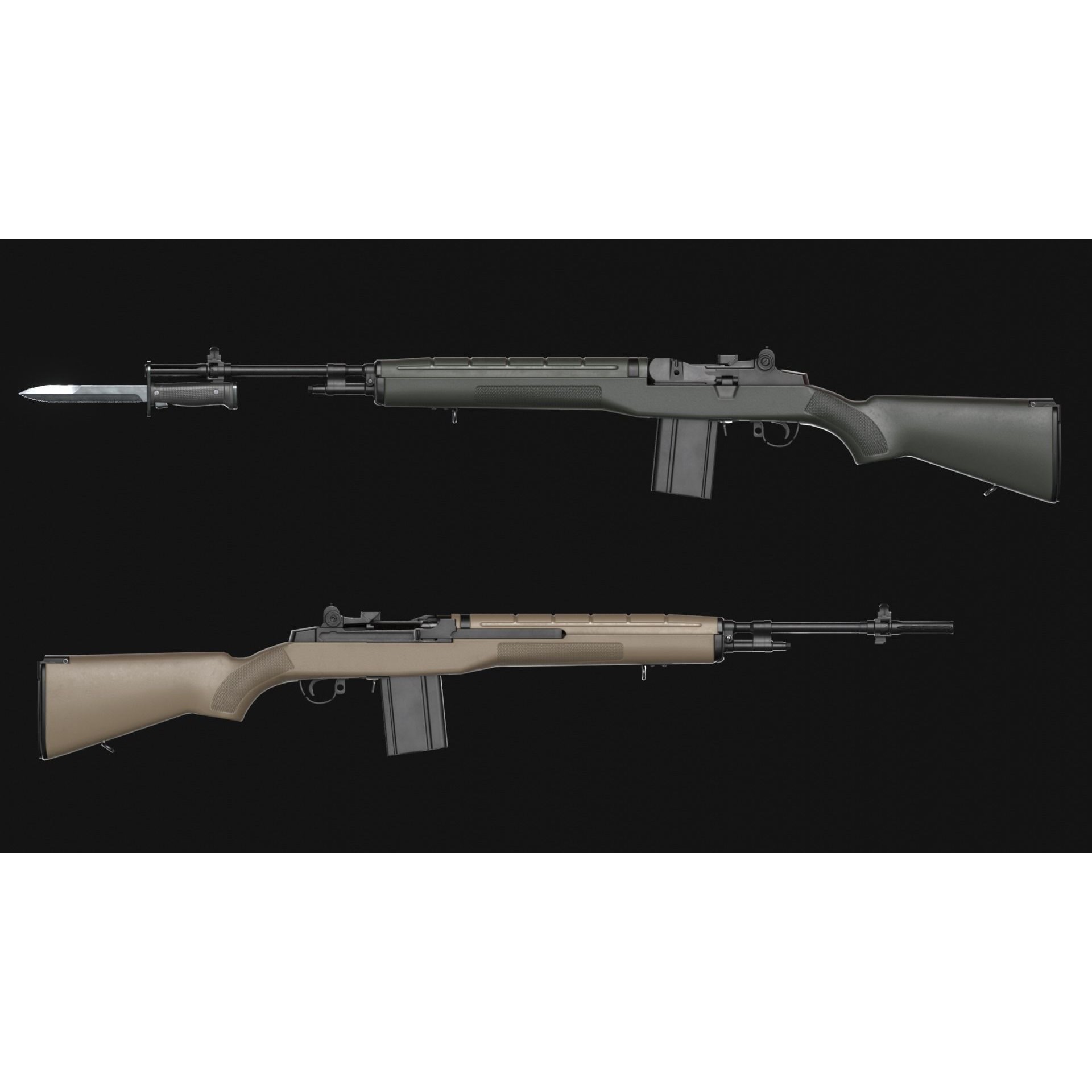 Springfield M1A Super Match 3D Model – Low Poly Game Asset, FBX, Rigged - View 5