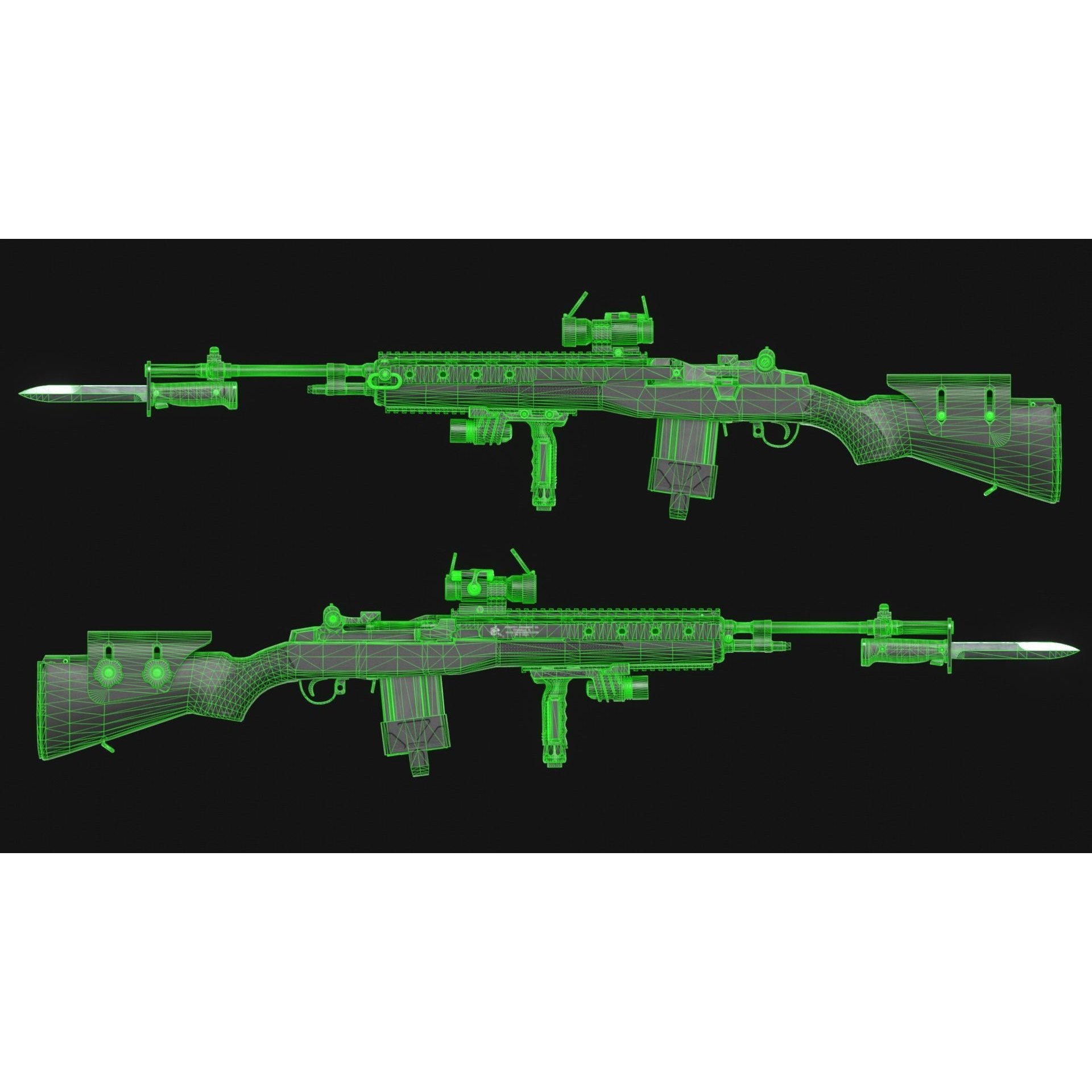 Springfield M1A Super Match 3D Model – Low Poly Game Asset, FBX, Rigged - View 6
