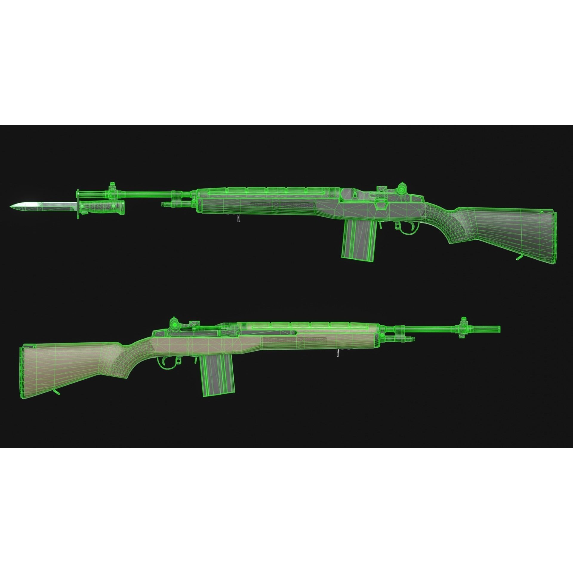 Springfield M1A Super Match 3D Model – Low Poly Game Asset, FBX, Rigged - View 7