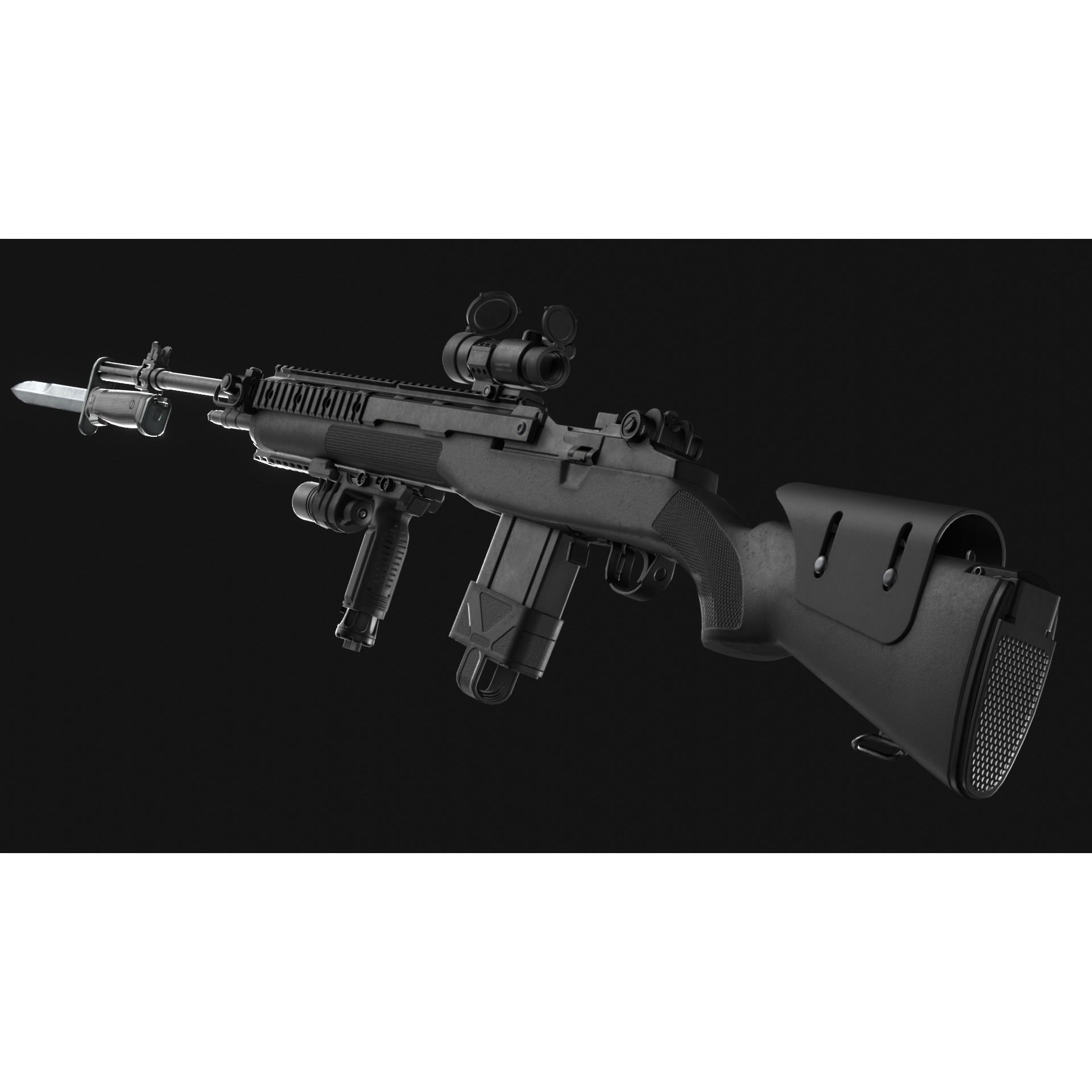 Springfield M1A Super Match 3D Model – Low Poly Game Asset, FBX, Rigged - View 9