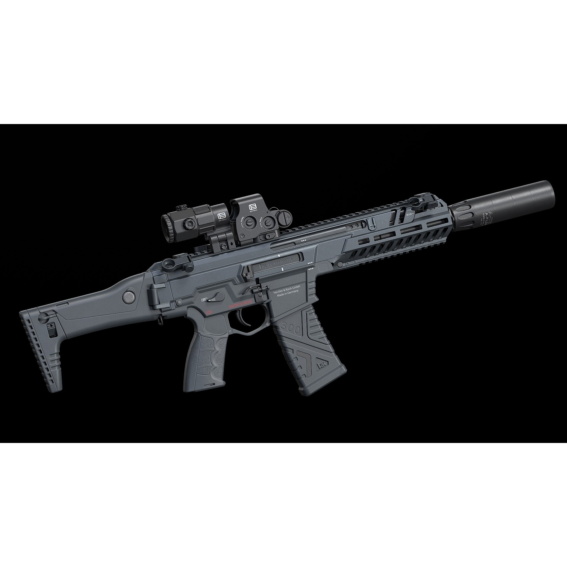 HK437 3D Model – Low Poly Military Rifle, FBX, PBR Textures - View 11