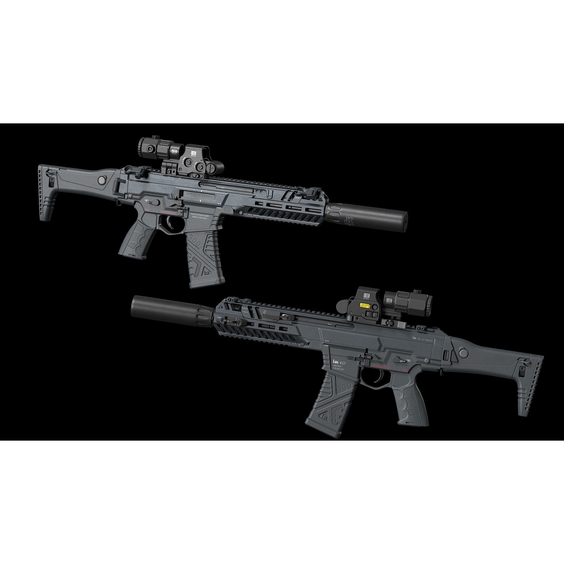 HK437 3D Model – Low Poly Military Rifle, FBX, PBR Textures - View 12