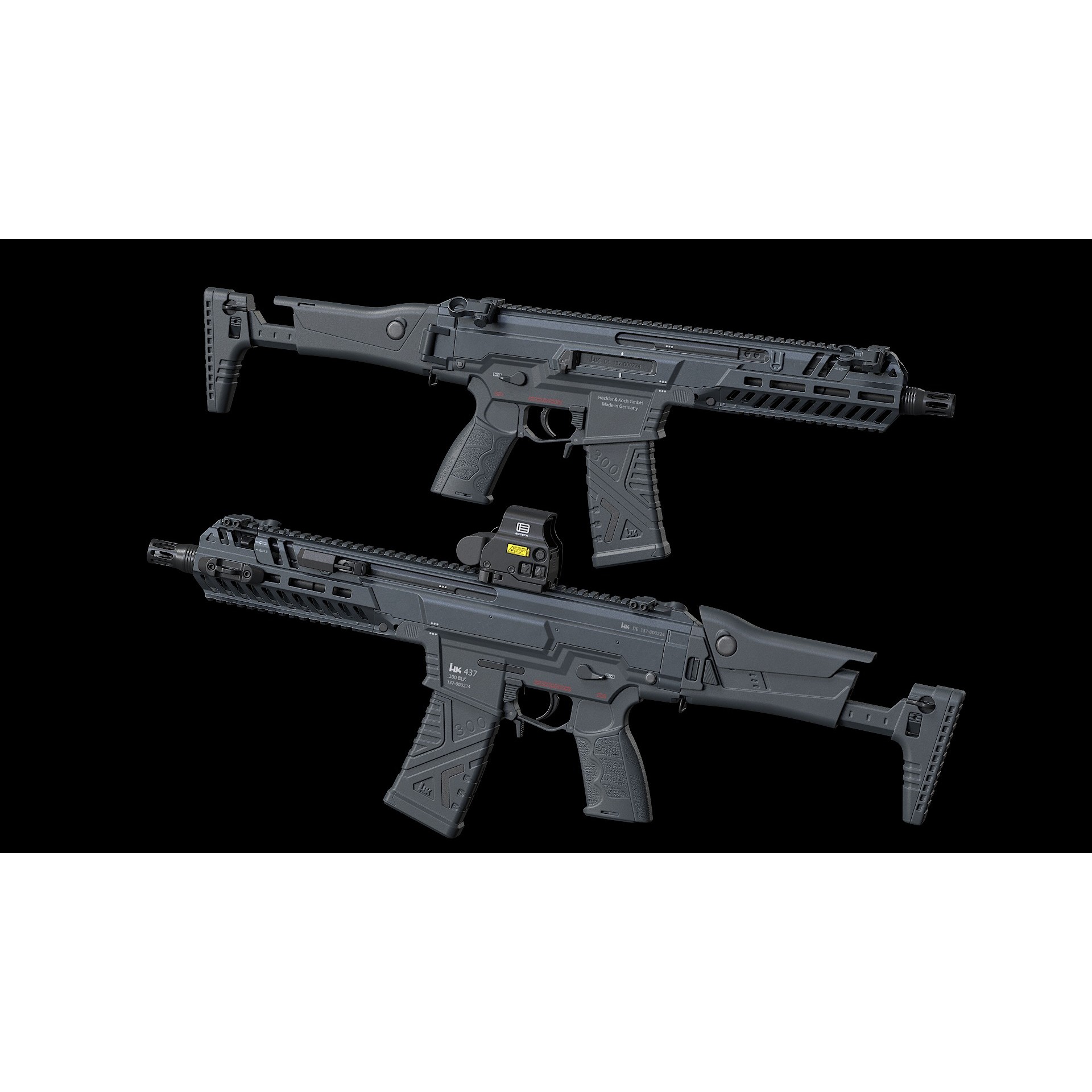 HK437 3D Model – Low Poly Military Rifle, FBX, PBR Textures - View 16