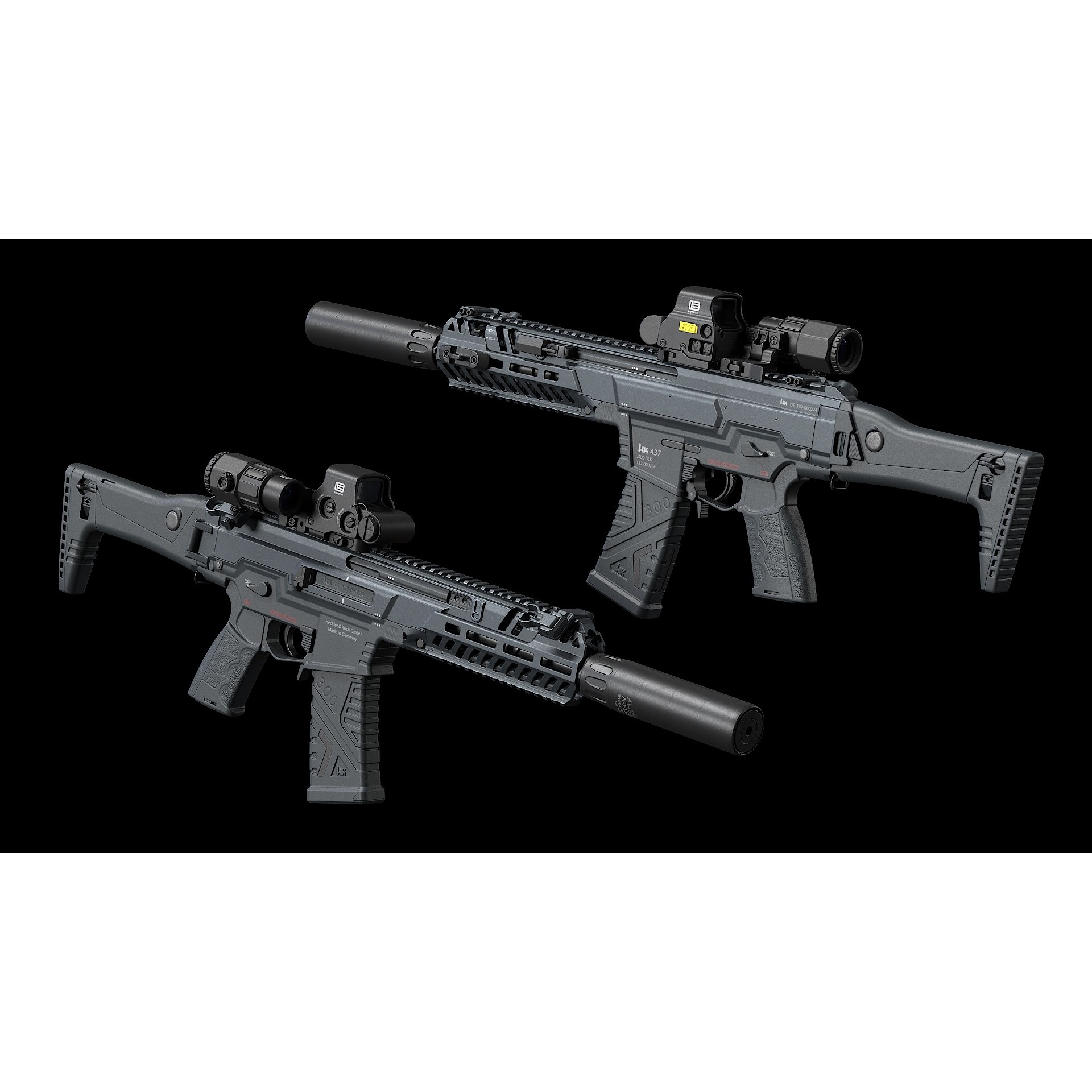 HK437 3D Model – Low Poly Military Rifle, FBX, PBR Textures - View 17