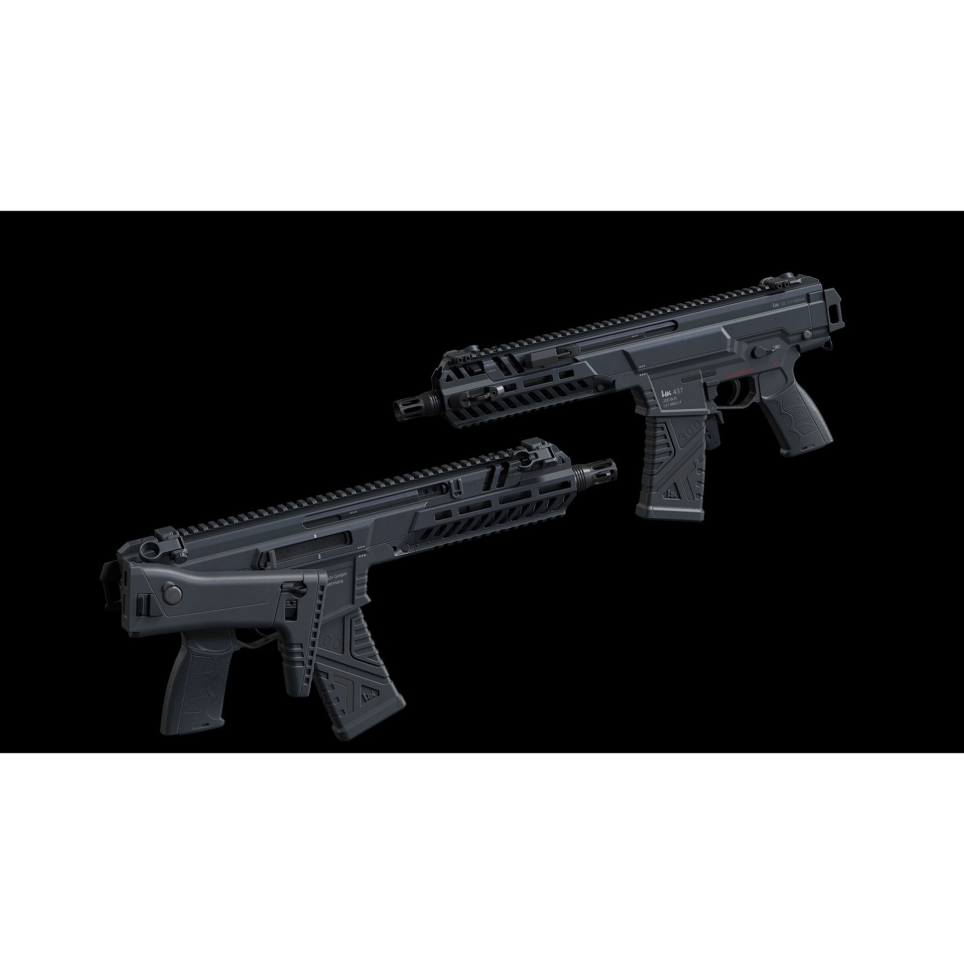 HK437 3D Model – Low Poly Military Rifle, FBX, PBR Textures - View 18