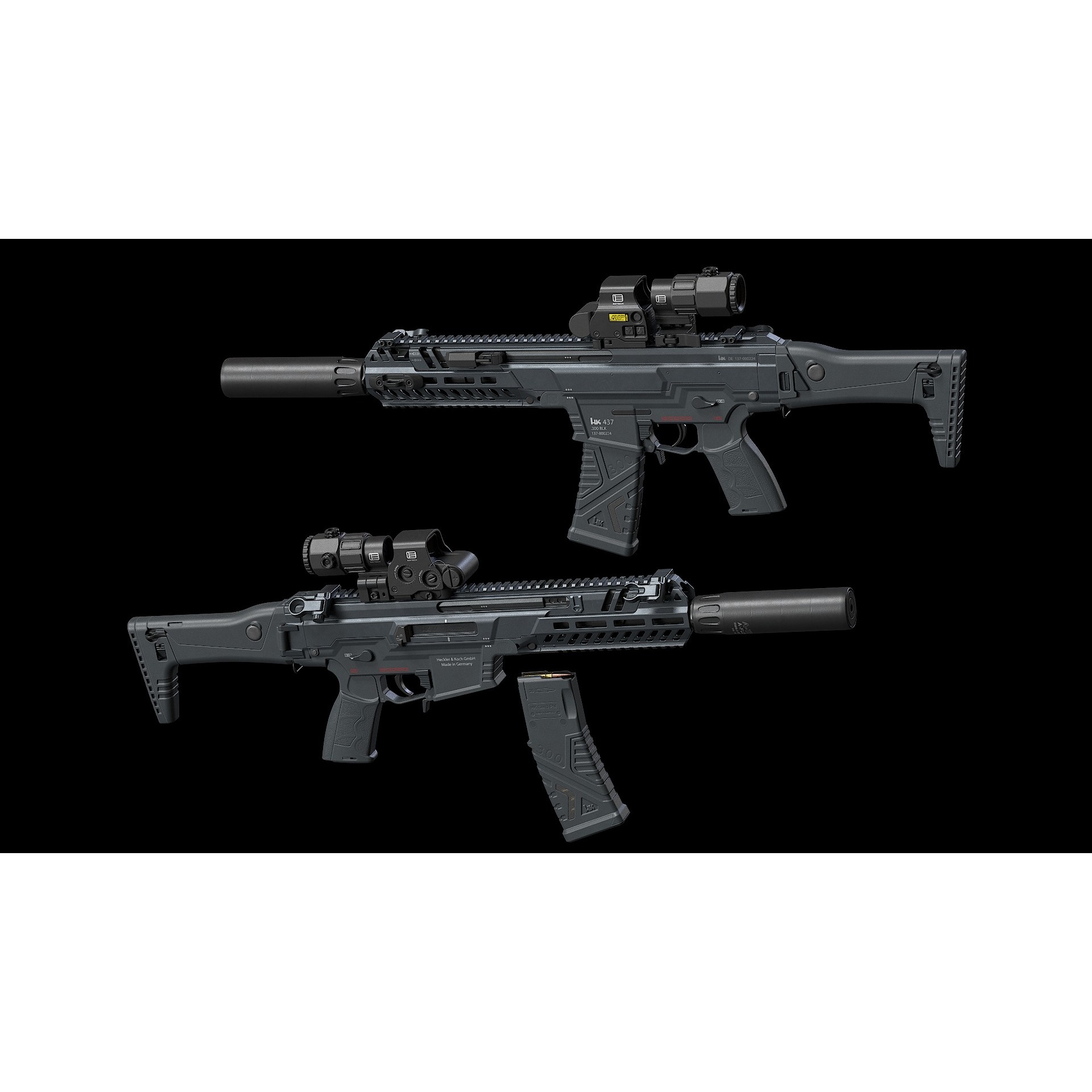 HK437 3D Model – Low Poly Military Rifle, FBX, PBR Textures - View 19