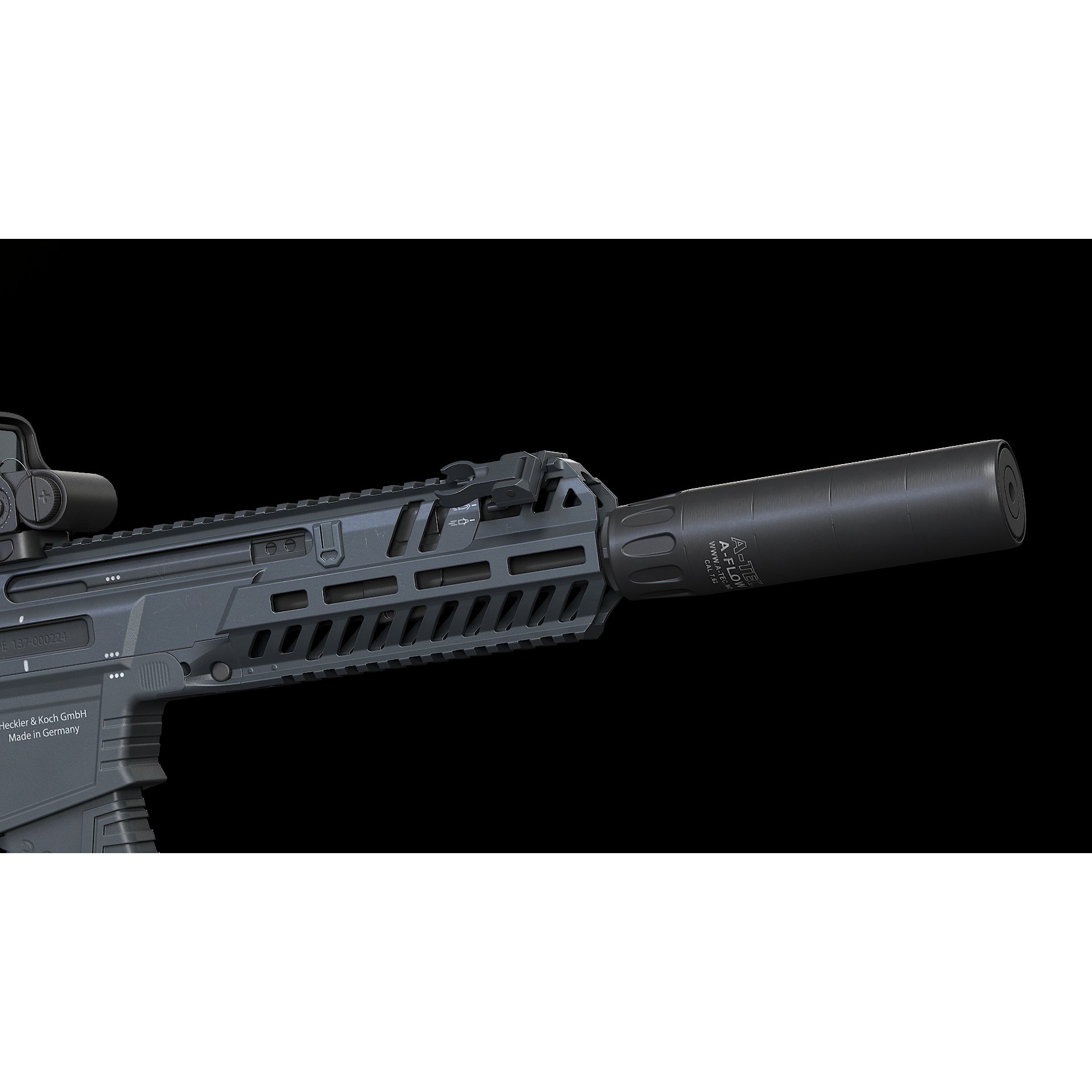 HK437 3D Model – Low Poly Military Rifle, FBX, PBR Textures - View 22