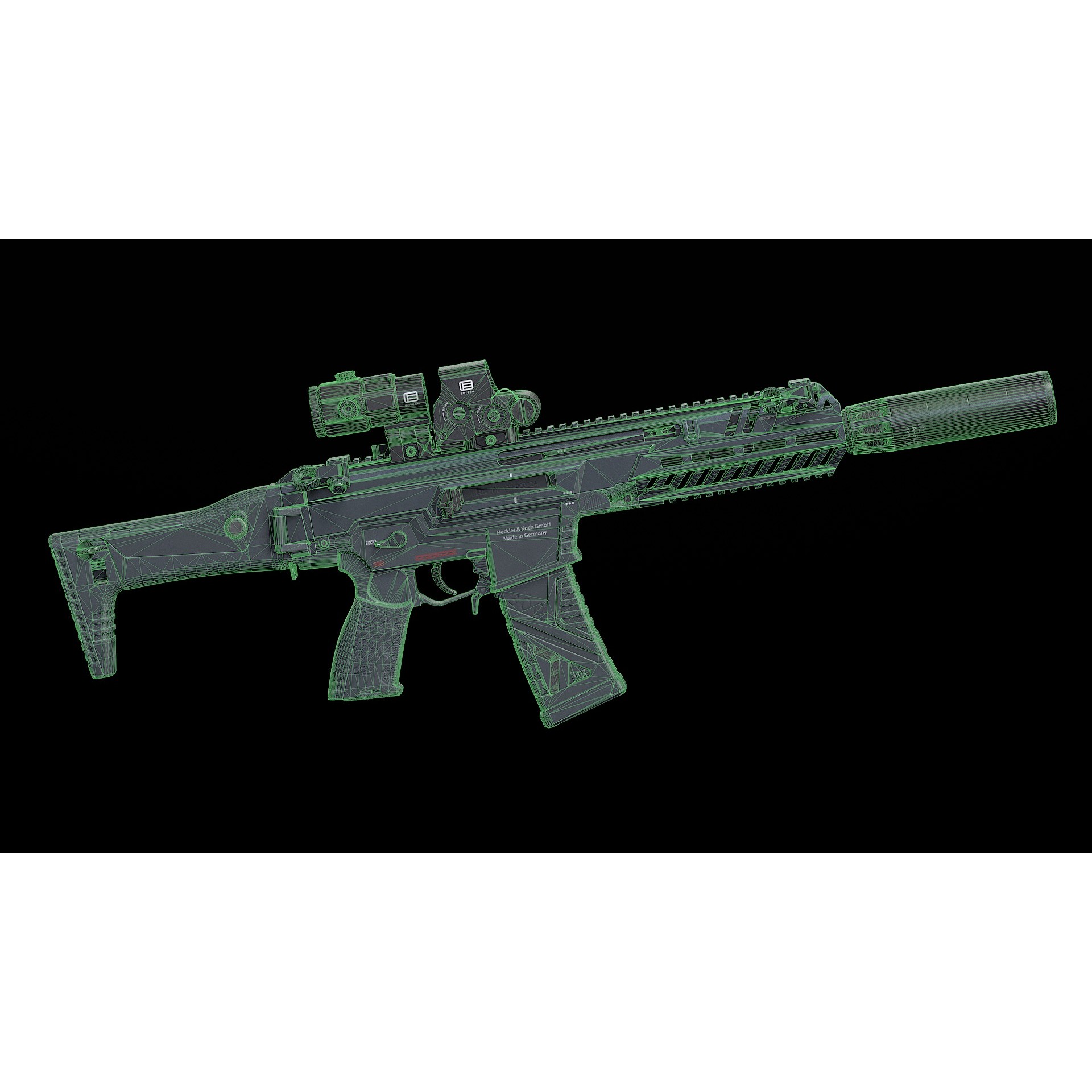 HK437 3D Model – Low Poly Military Rifle, FBX, PBR Textures - View 28