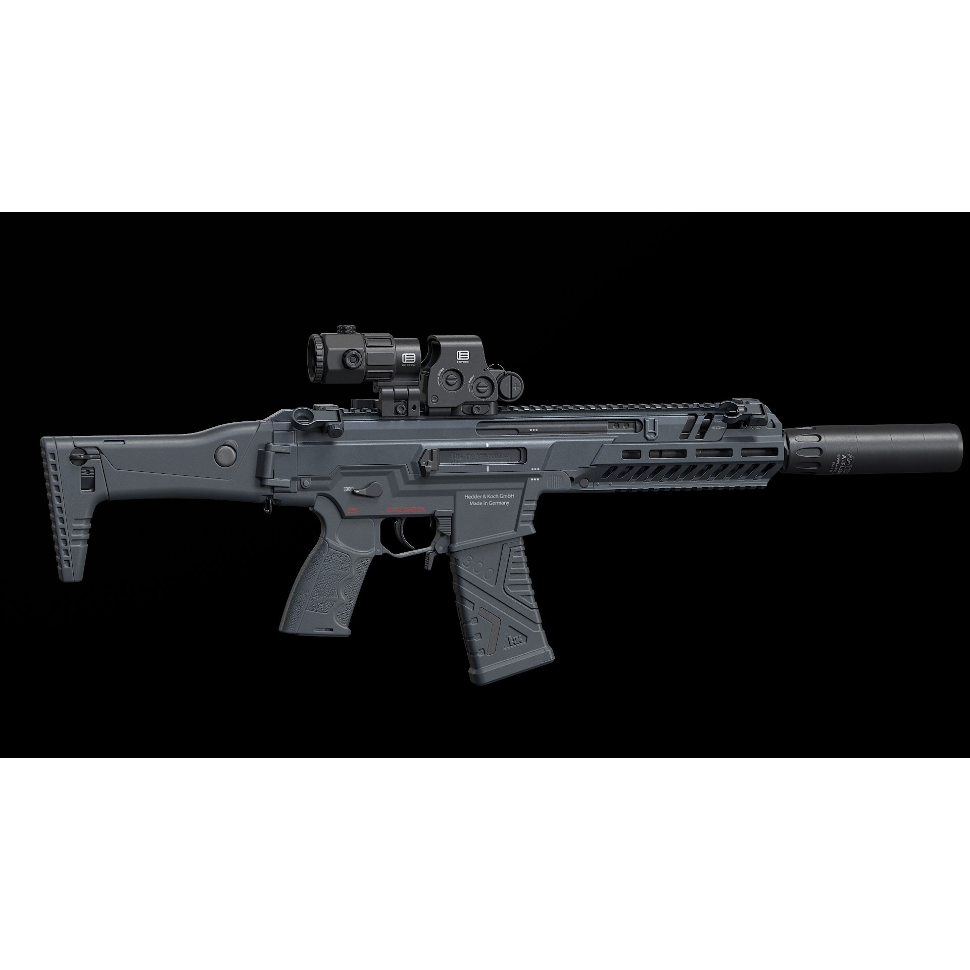 HK437 3D Model – Low Poly Military Rifle, FBX, PBR Textures - View 4