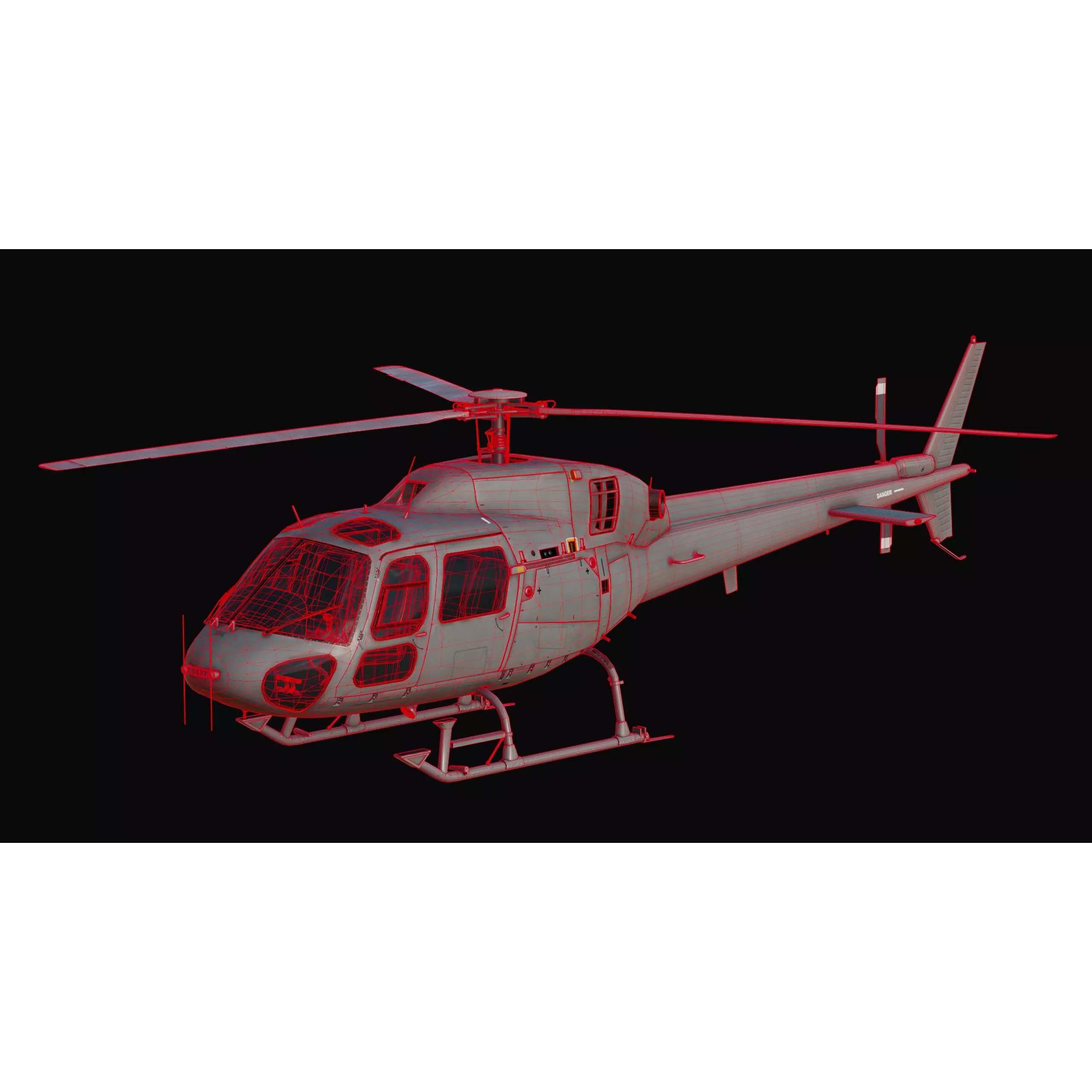 Eurocopter AS555 Fennec II 3D Model – High Poly Military Helicopter, FBX